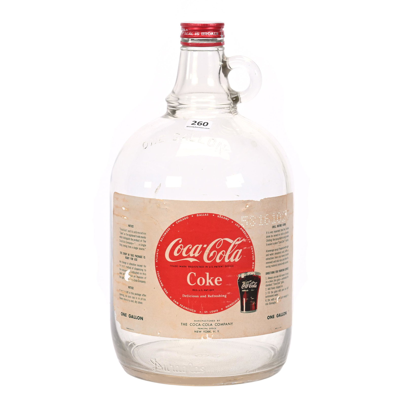 One Gallon Glass Syrup Jug, Coca-Cola (1 of 3)