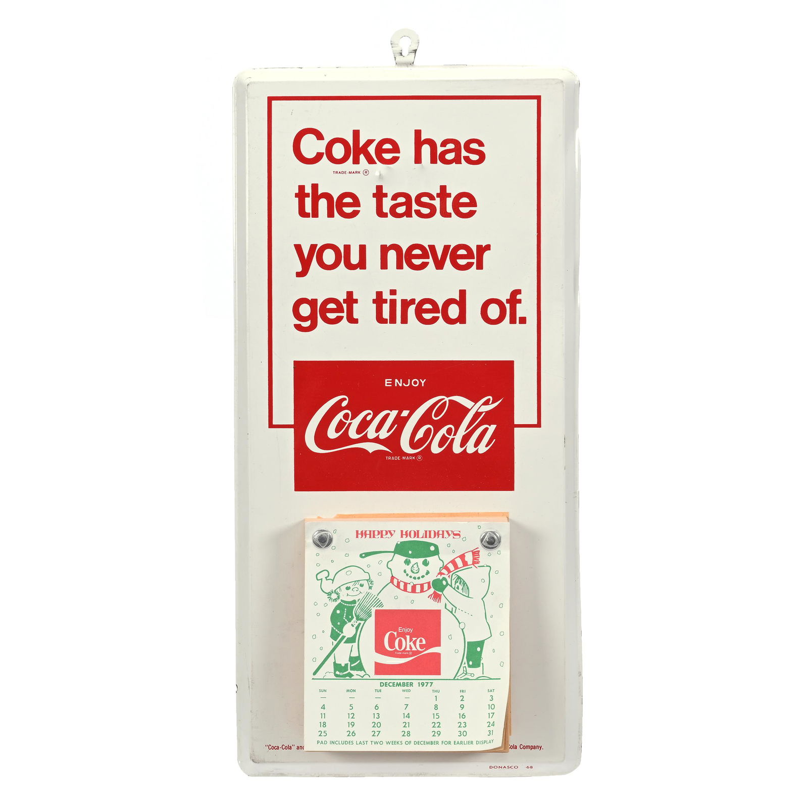 1968 Coca-Cola Donasco Metal Calendar (1 of 2)