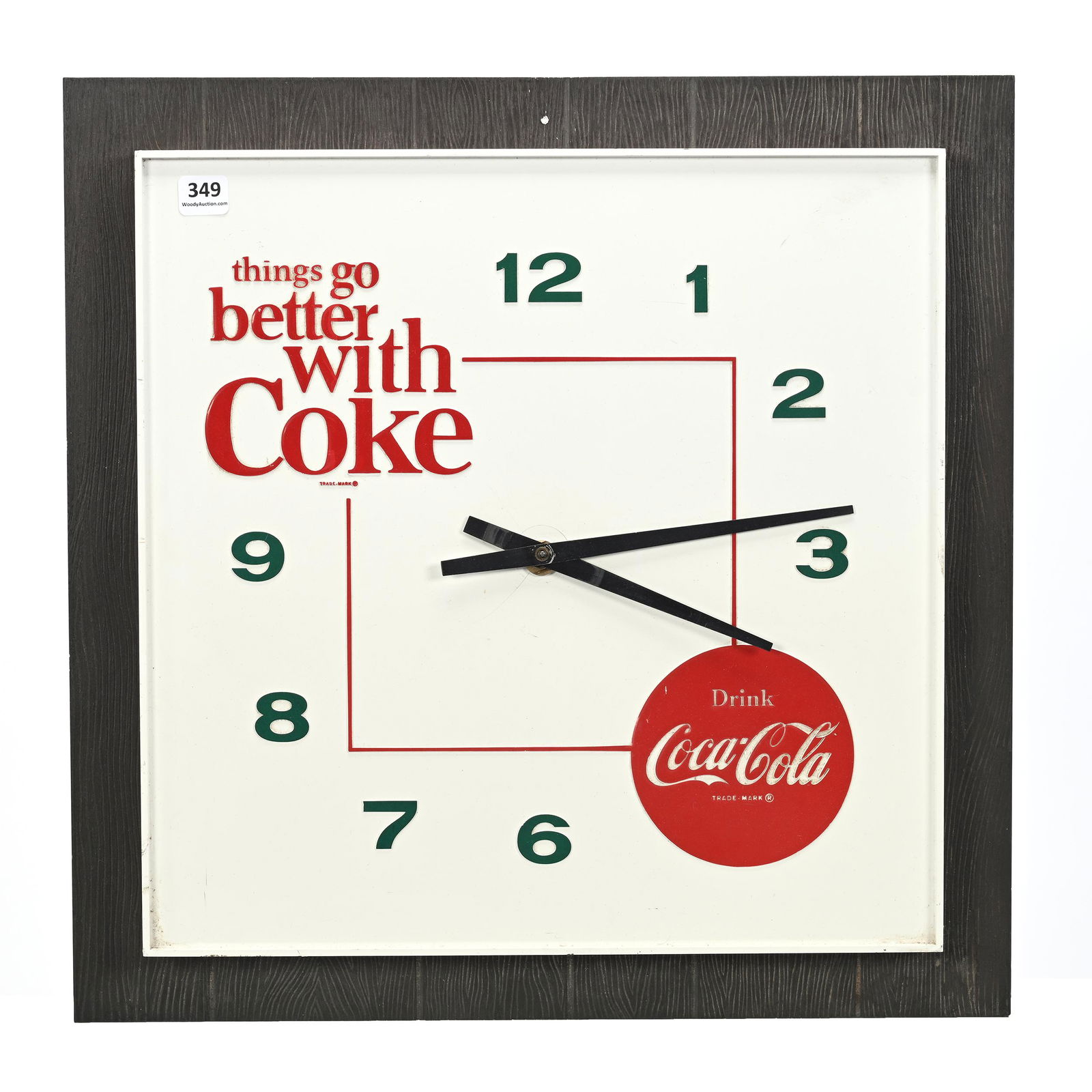 Wall Clock, Coca Cola, Electric, Faux Wood Border
