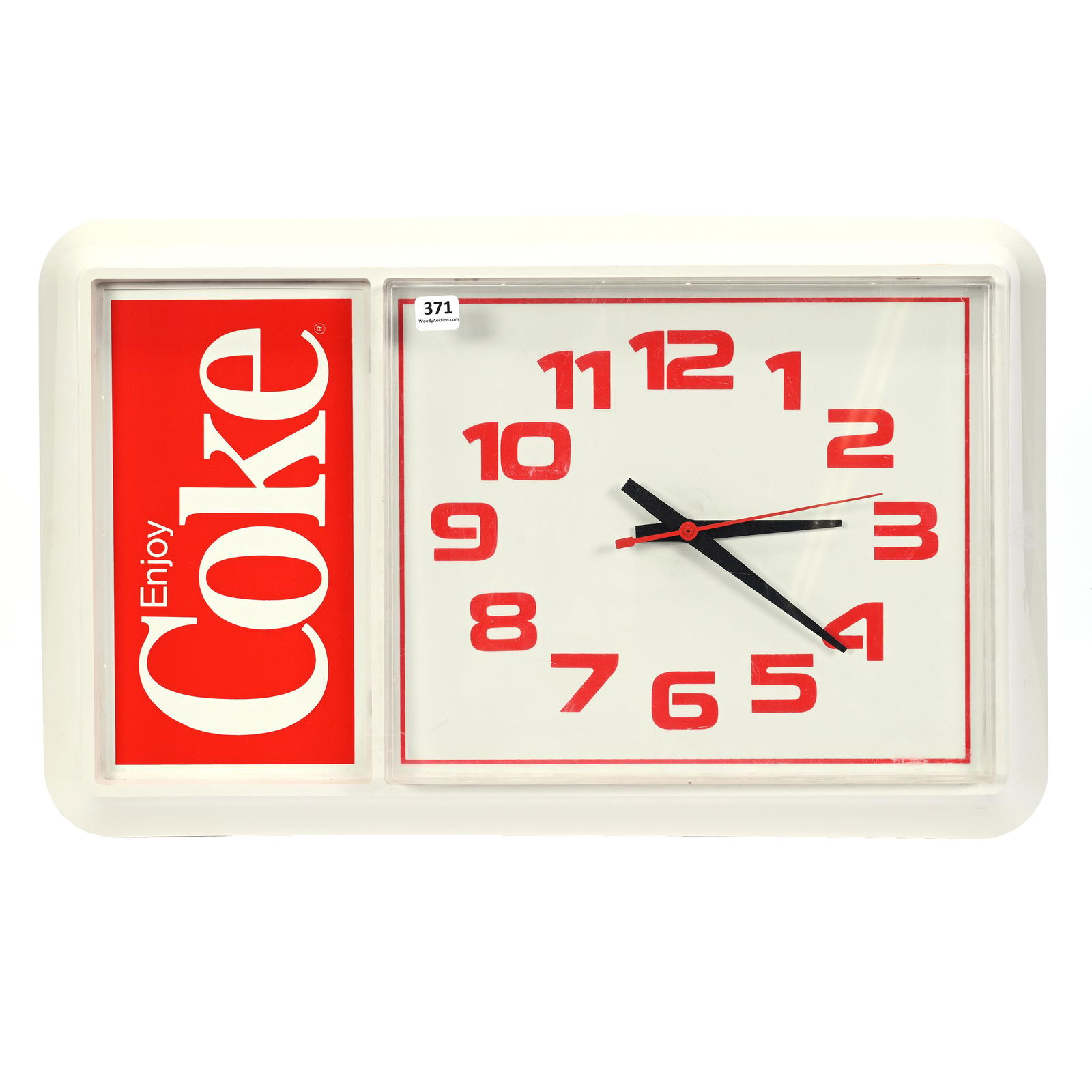 Wall Clock, Coca-Cola, Electric, White Frame, 1985 (1 of 2)