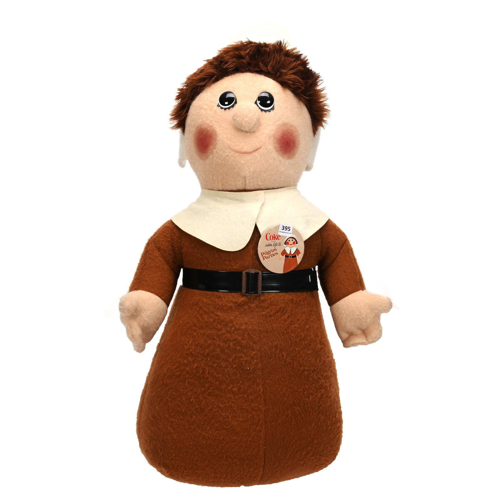 Pilgrim Woman, Coca-Cola: Pilgrim Woman, Coca-Cola, 28" x 16", Wearing Button "Coke Adds Life To Children's Parties", Private Collection, Kansas.
