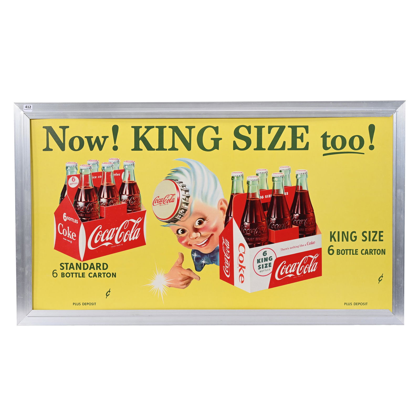 1950's Coca-Cola Sign, "Now King Size Too" (1 of 3)