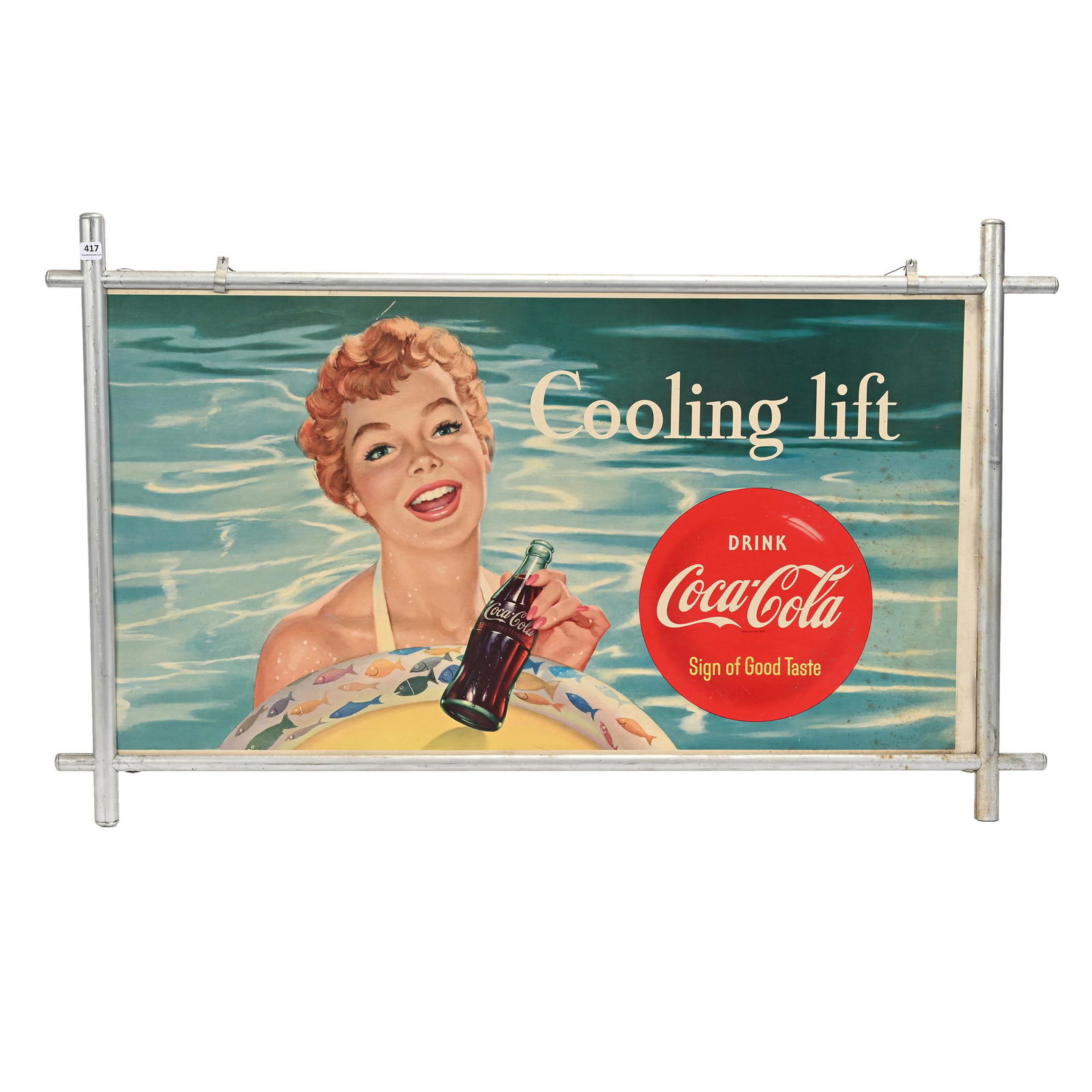 1958 Coca-Cola Double Sided Sign, Aluminum Frame (1 of 2)