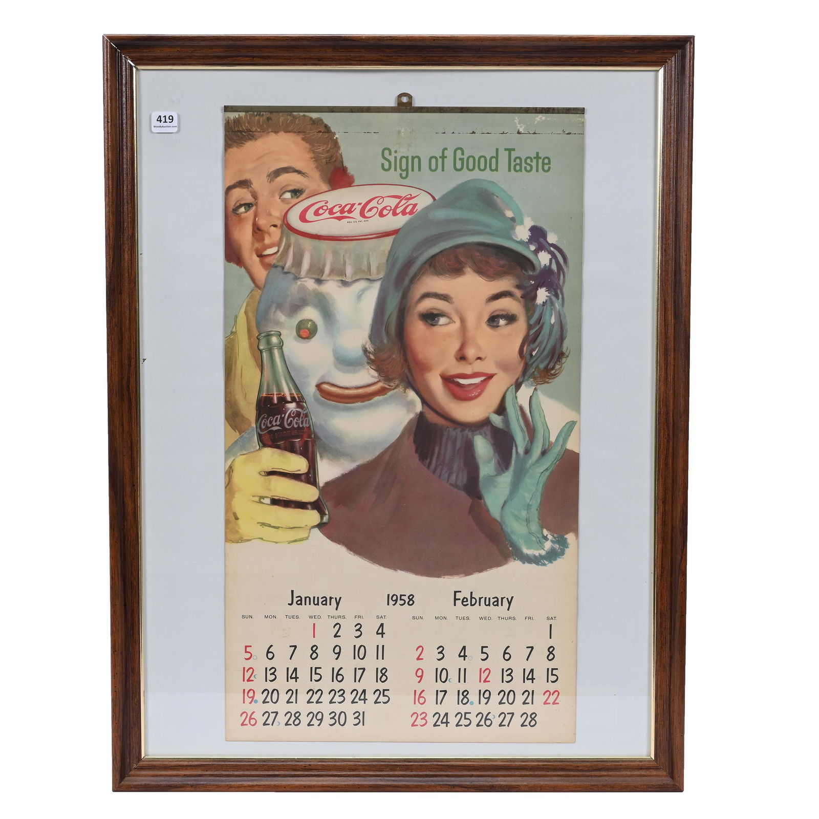 1958 Coca-Cola Calendar, Complete (1 of 2)