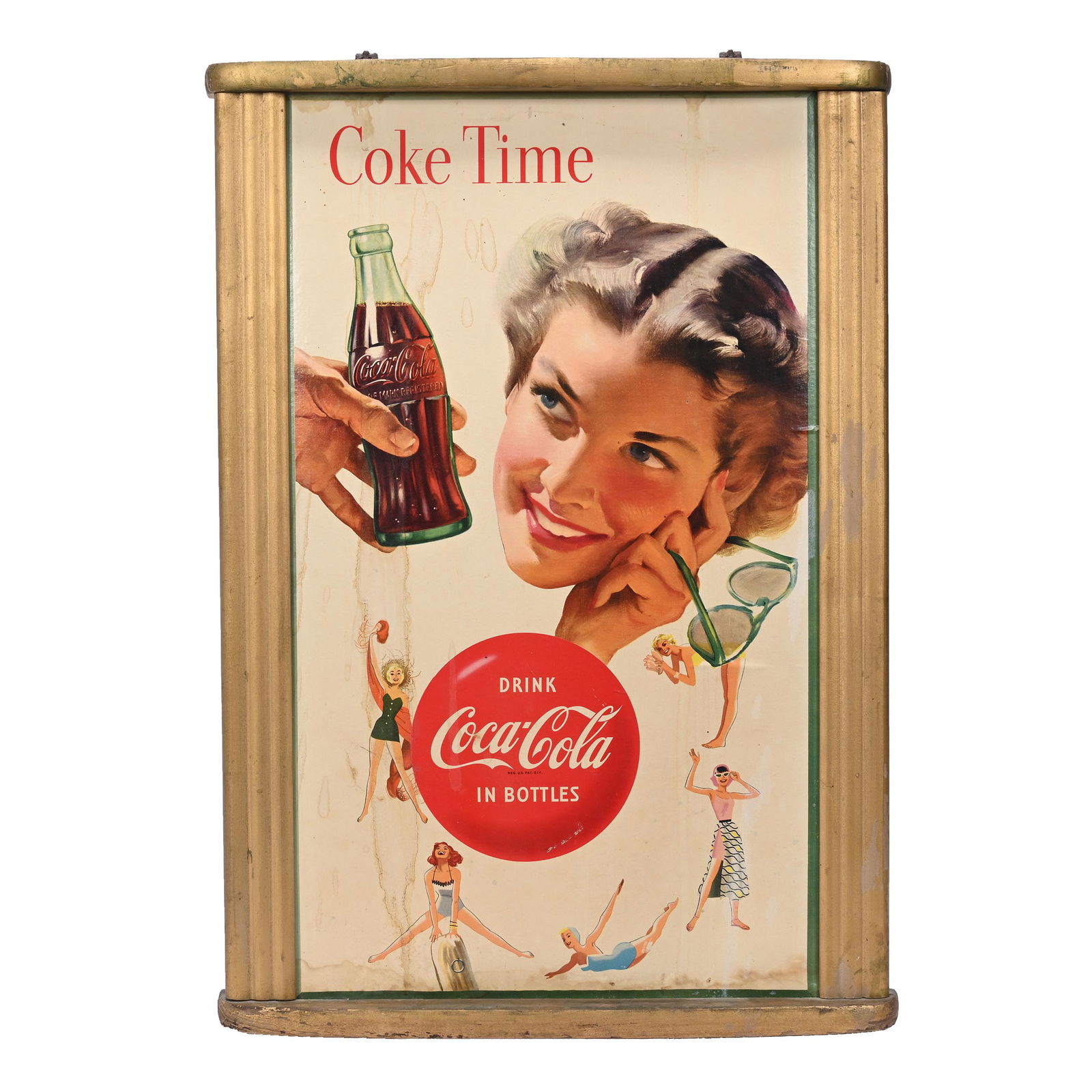 1955 Coca-Cola Sign, "Coke Time", Cardboard (1 of 4)