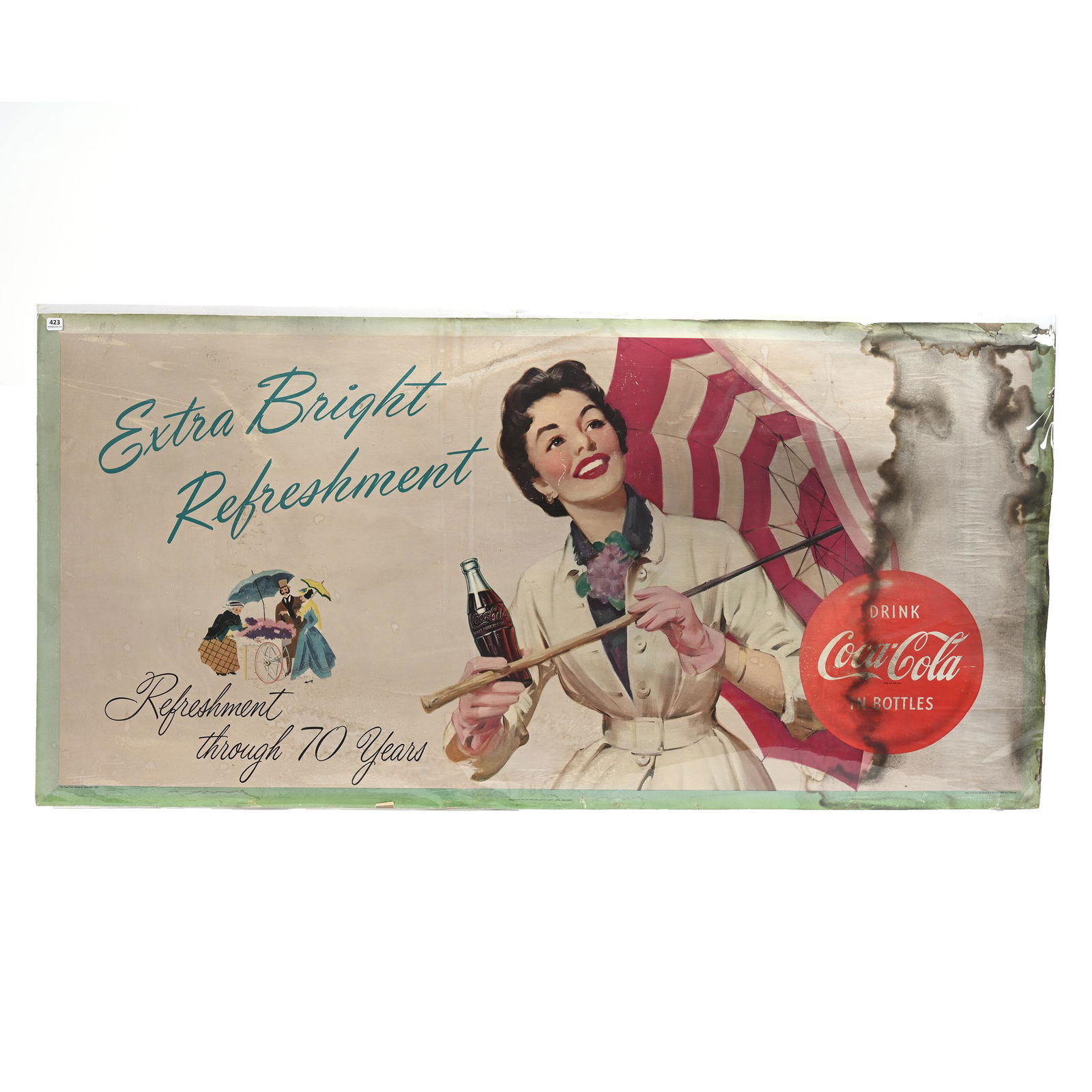 1955 Coca-Cola Sign, "Extra Bright Refreshment" (1 of 3)