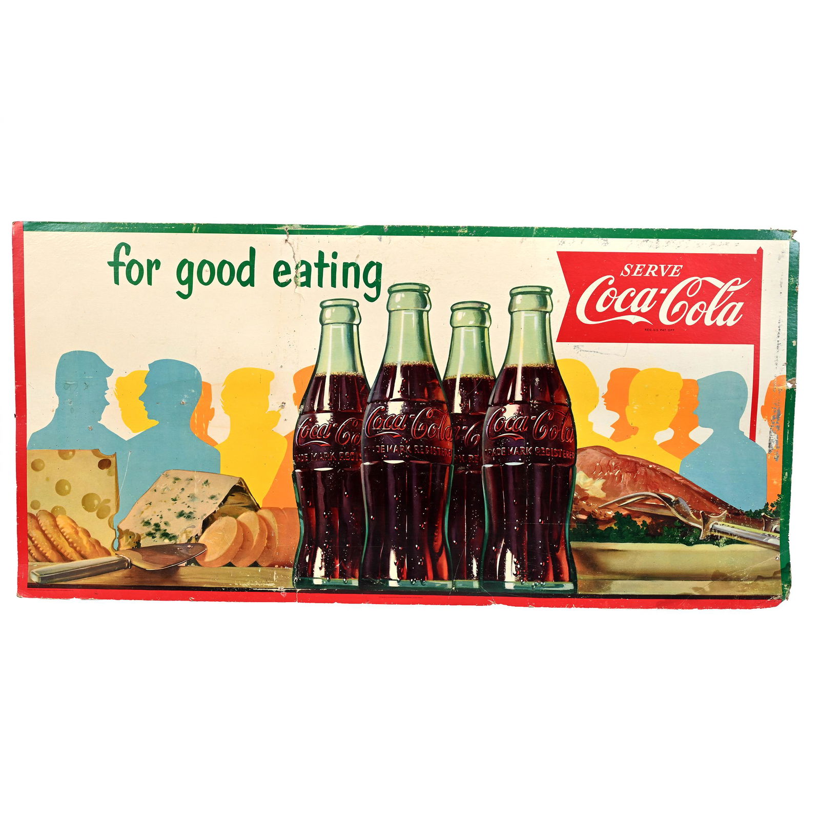 1950's Coca-Cola Sign, "For Good Eating", Cardboard (1 of 6)