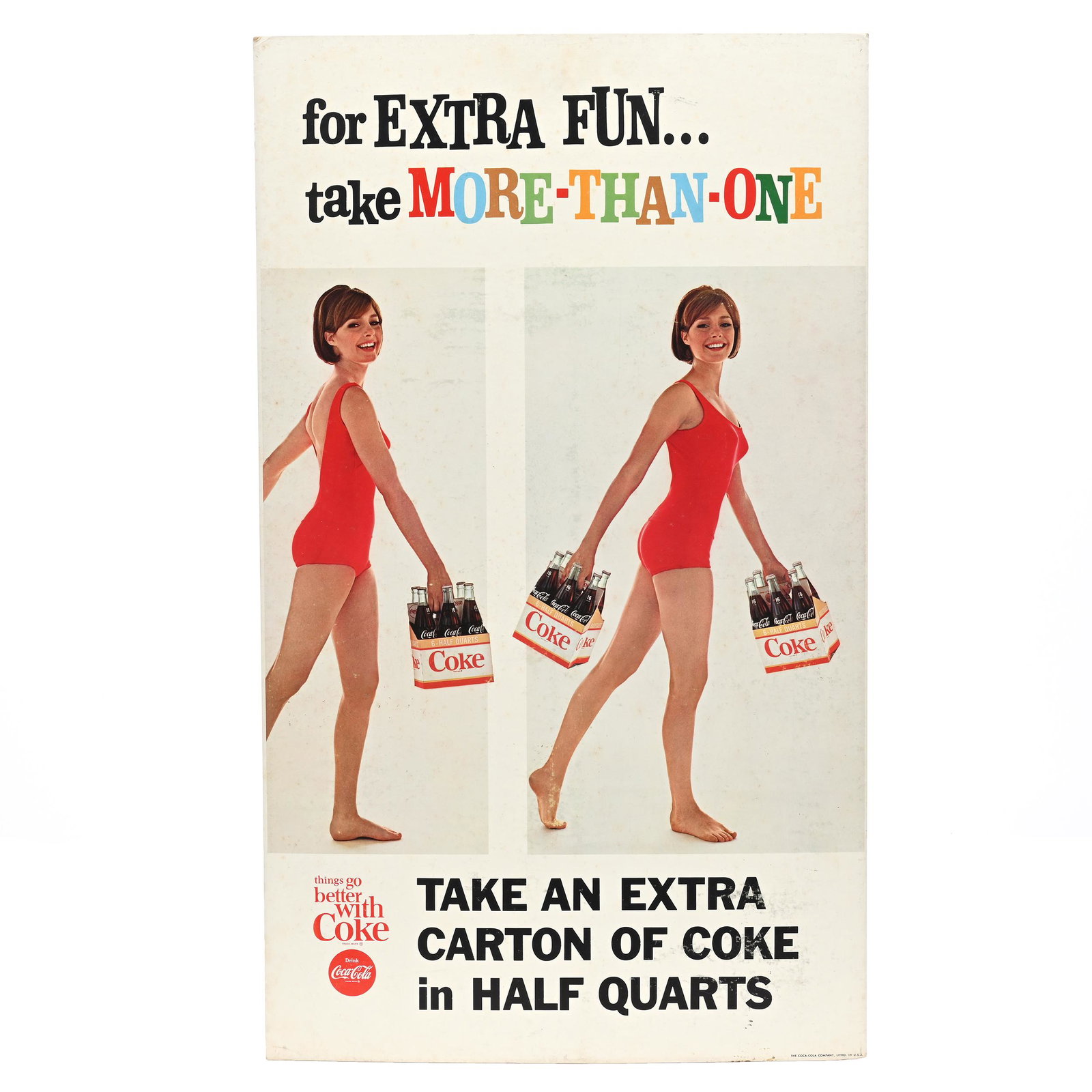 1963 Coca-Cola Cardboard Sign, Easel Back (1 of 2)