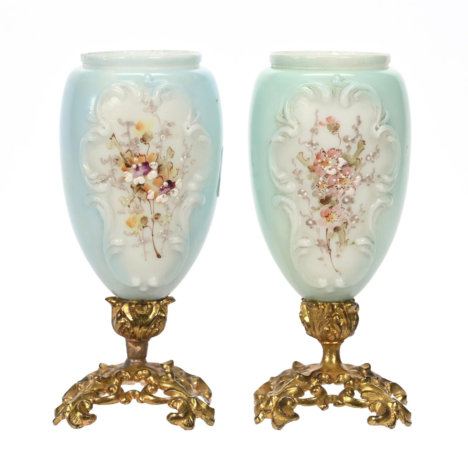 Pair Pedestal Vases, Unmarked Wave Crest (1 of 3)