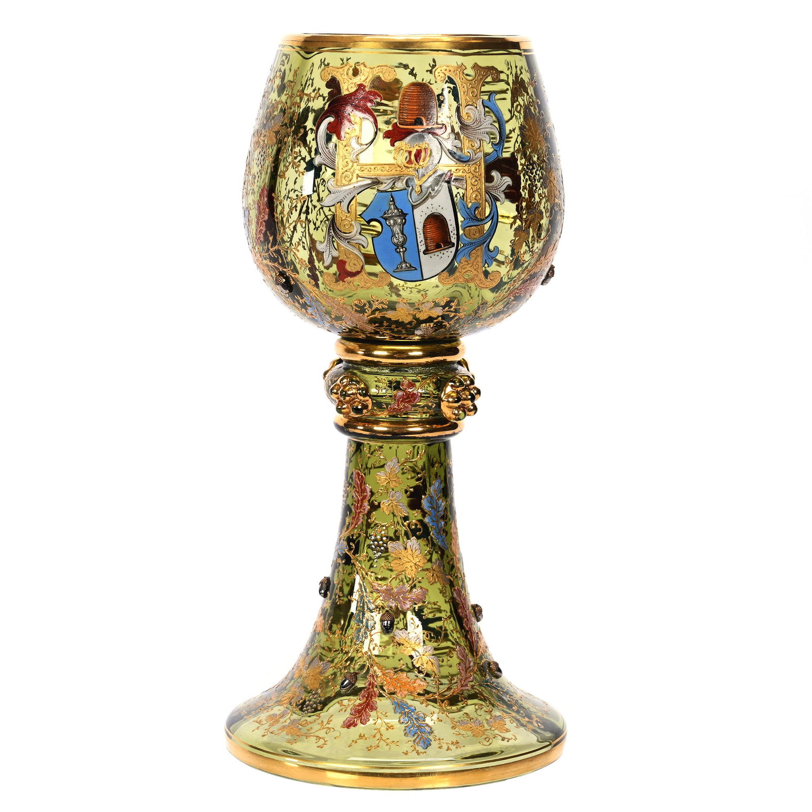 Goblet, Unsigned Moser Art Glass (1 of 3)