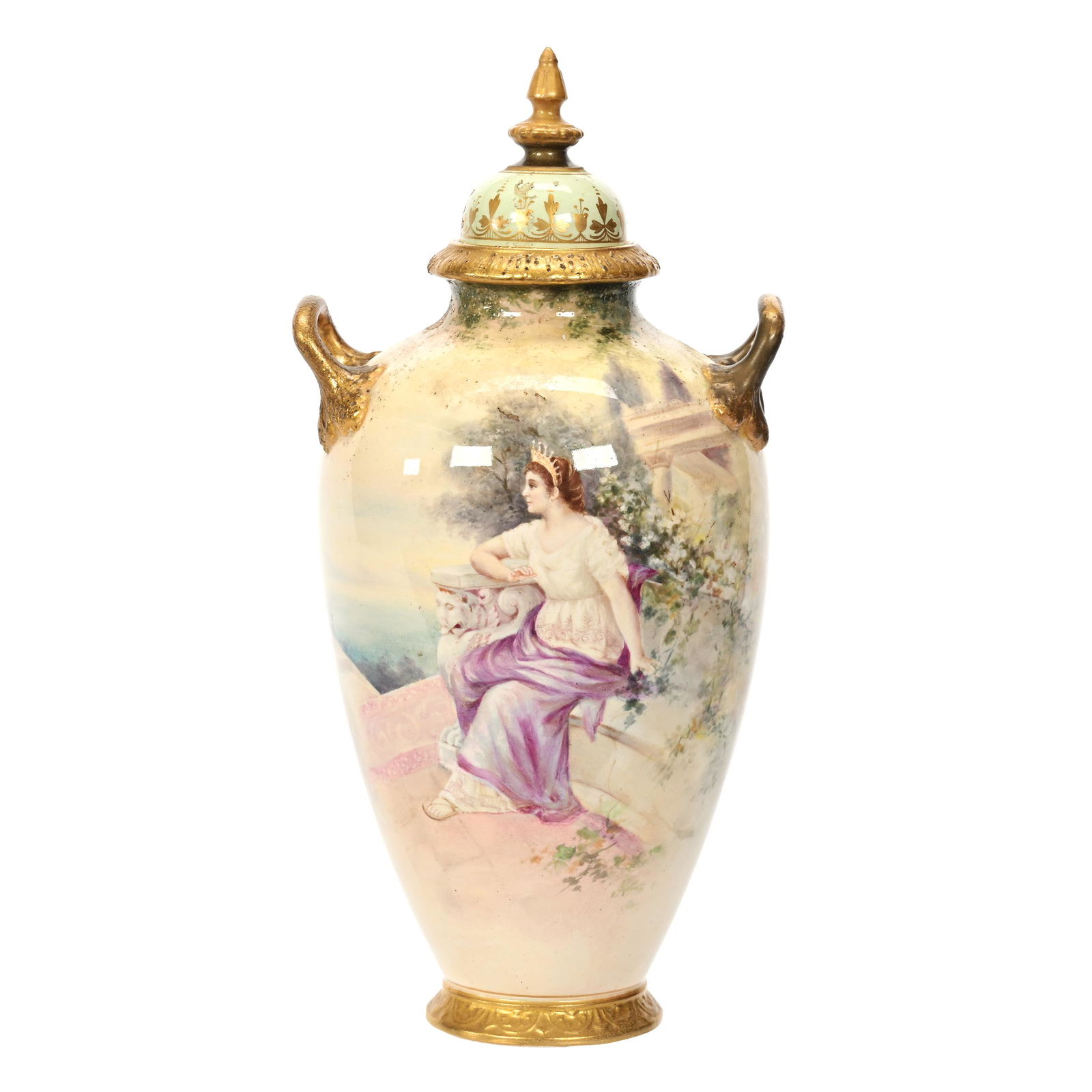 Covered Jar Marked Royal Bonn, Two Handles (1 of 3)