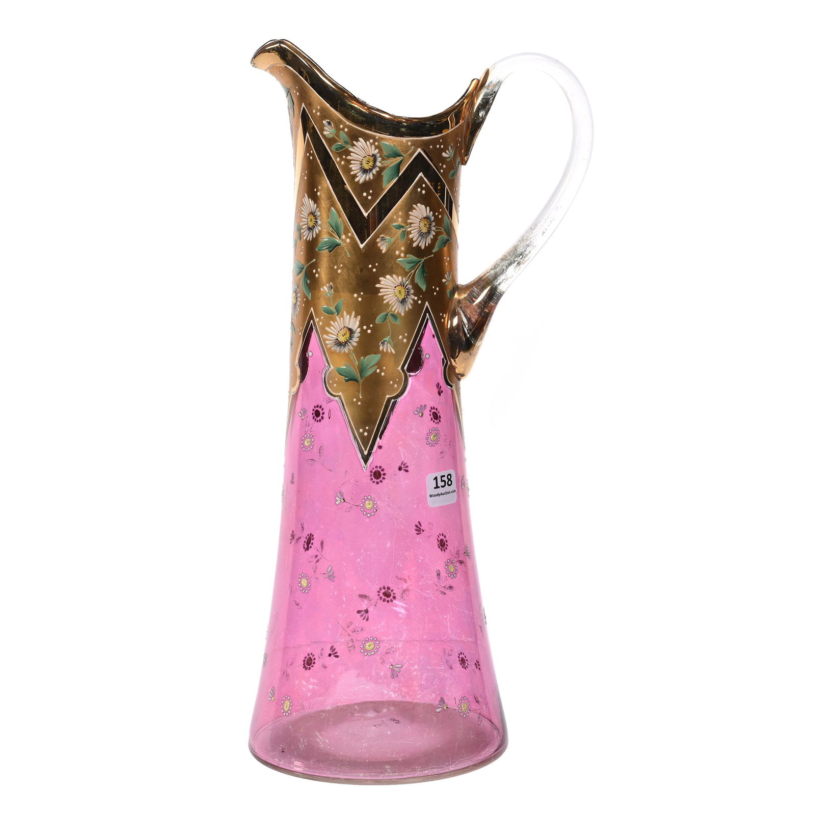 Tankard, Ruby Flash Art Glass, Decorated (1 of 3)