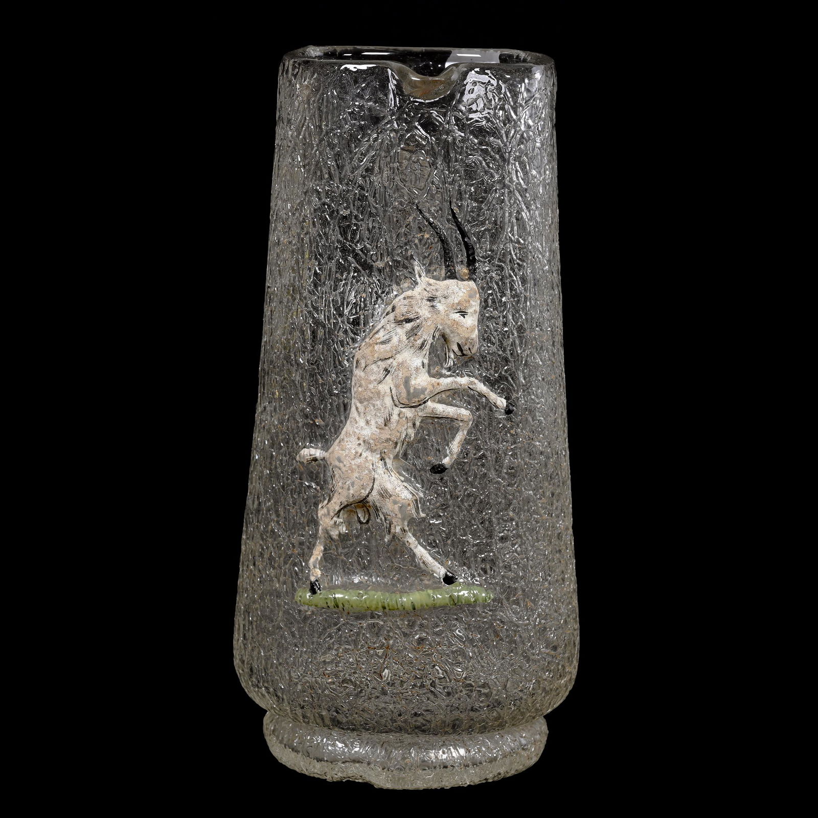 Pitcher, Clear Crackle Glass Attributed To Harrach (1 of 5)