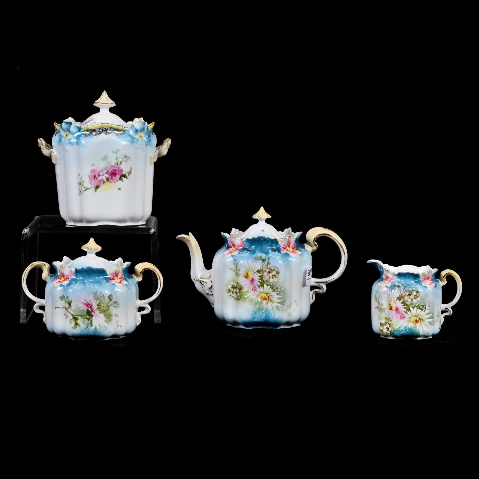 Tea Set, Unmarked R.S. Prussia, Four Piece (1 of 3)