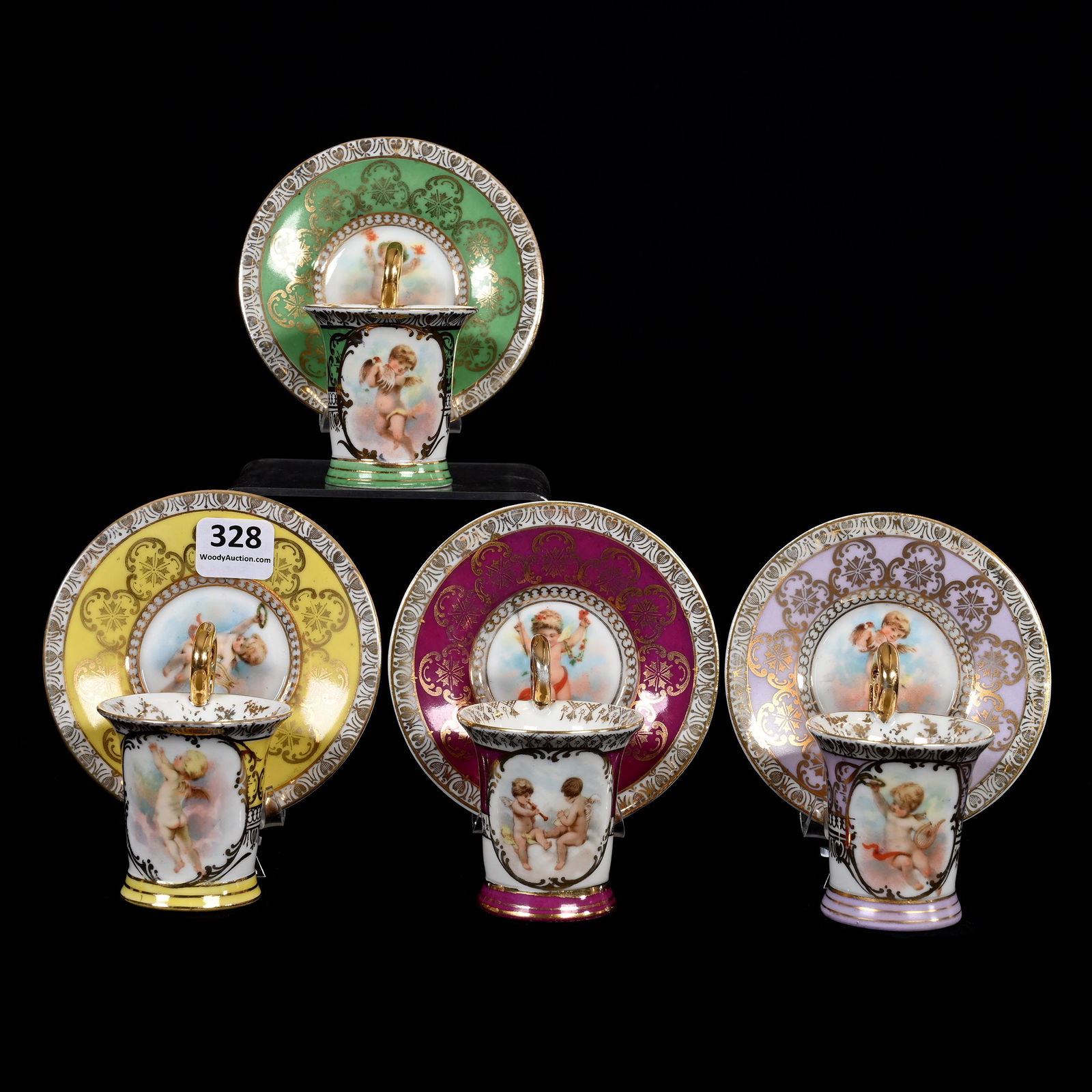 (4) Demitasse Cups & Saucers Marked Dresden (1 of 4)