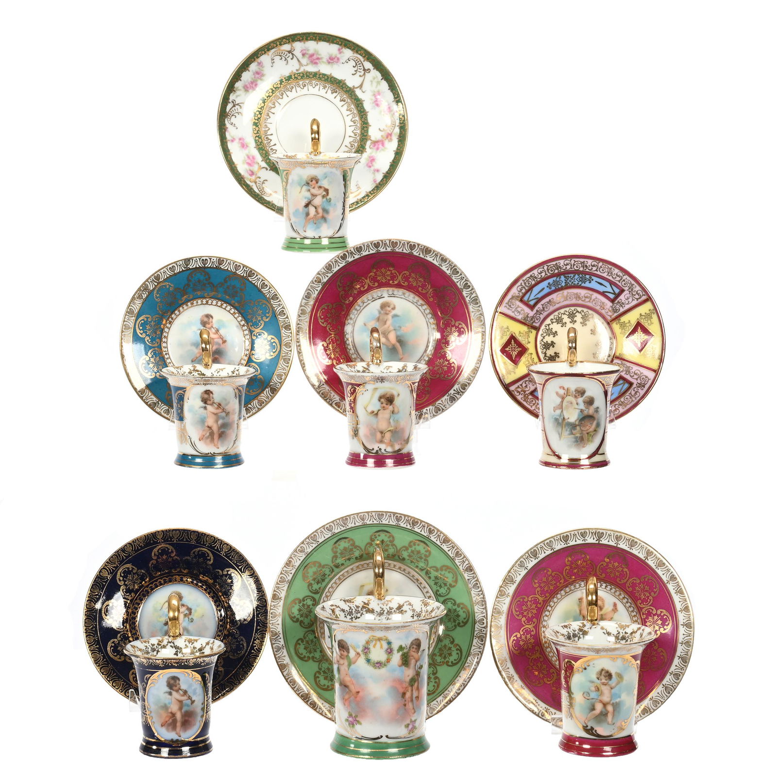 (7) Assorted Cups & Saucers, Beehive & Royal Saxe (1 of 5)