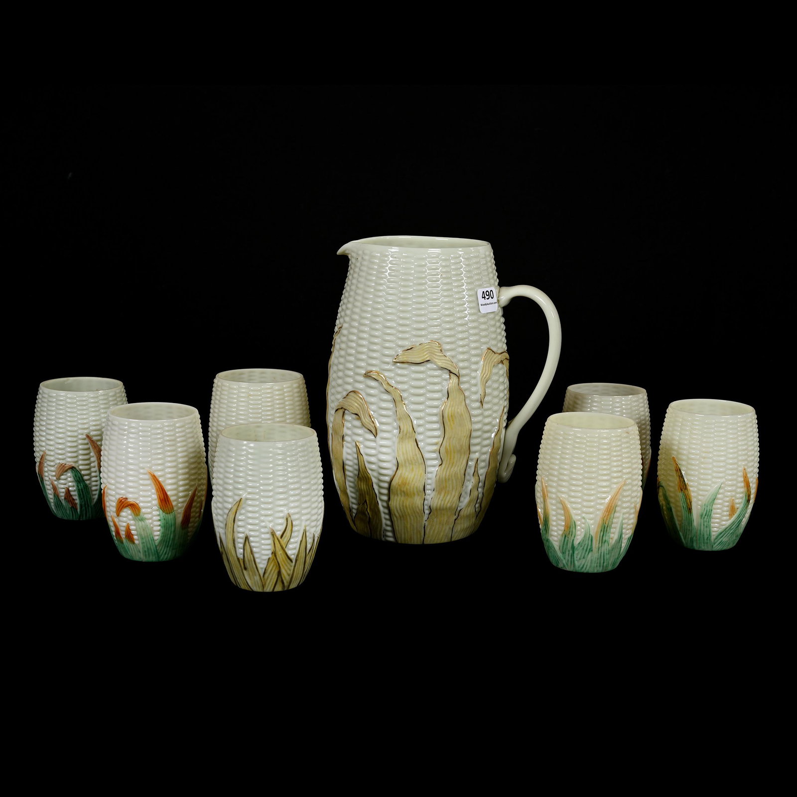 Water Set, Custard Glass, Maize Pattern By Libbey (1 of 3)