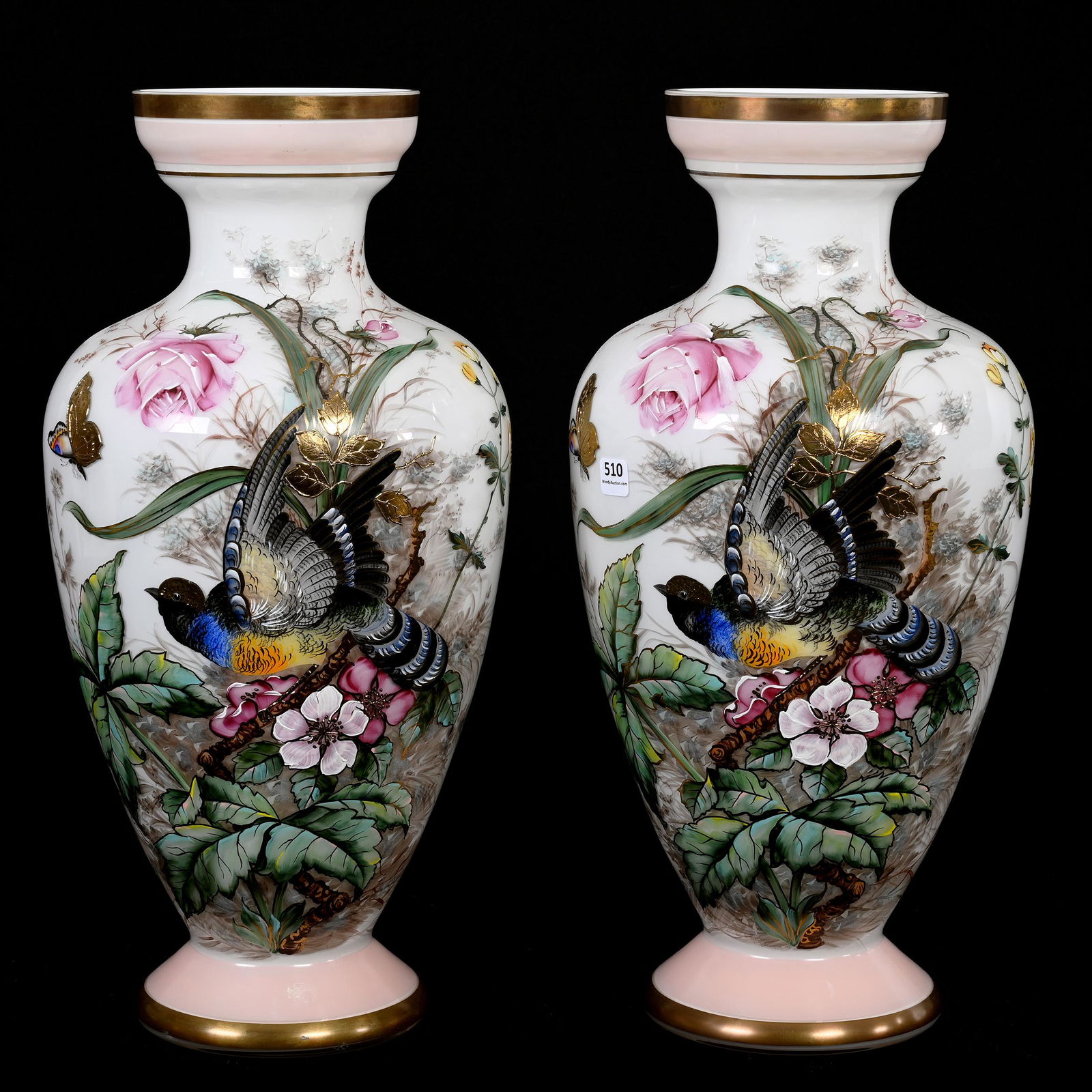 Pair Vases, Cased Art Glass (1 of 4)