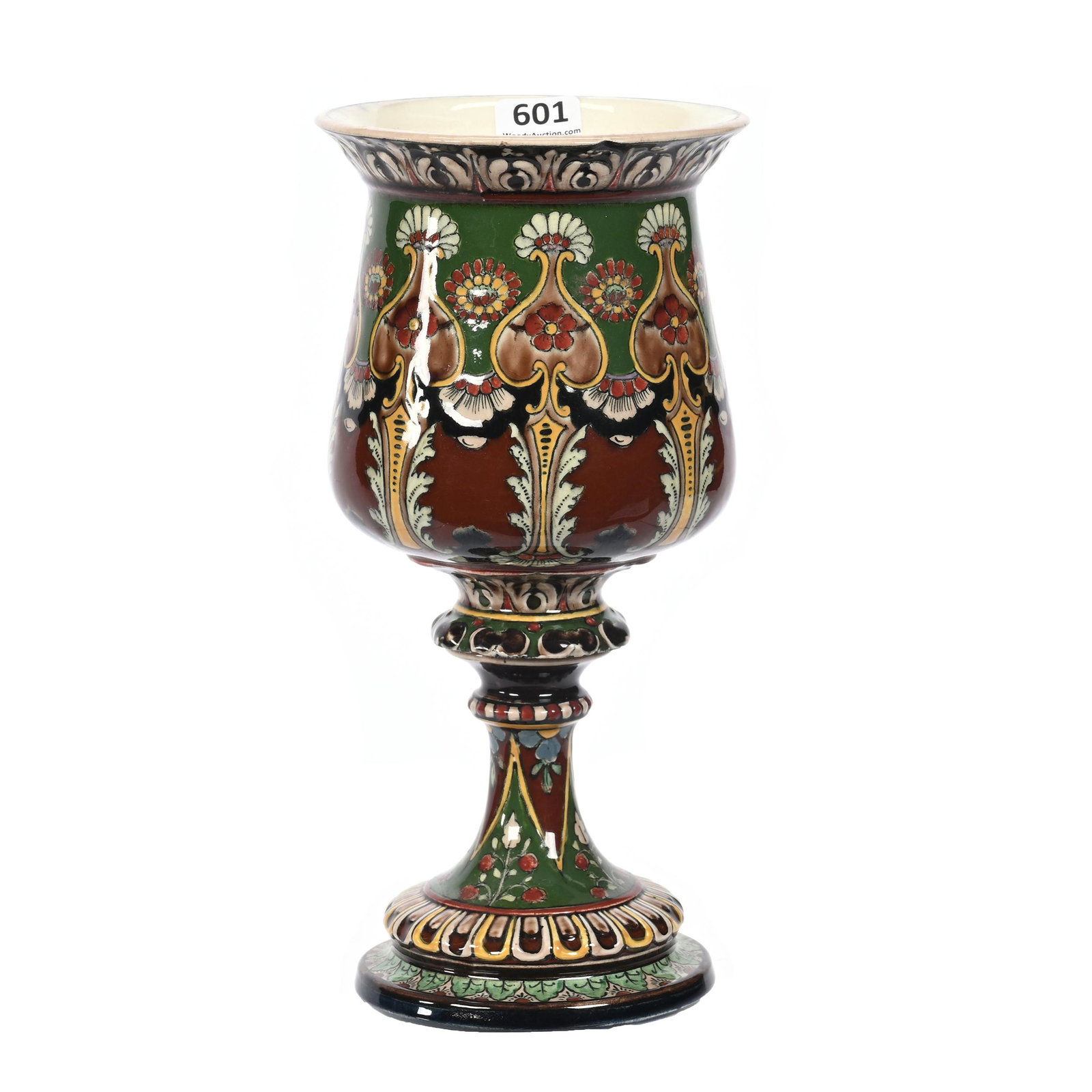 Chalice Marked Royal Bonn: Chalice Marked Royal Bonn, 9" x 4.25", Also Marked Old Dutch, Colorful Old Dutch Pattern, Nice Example, Elfriede & Marvin Miller Estate, ND.