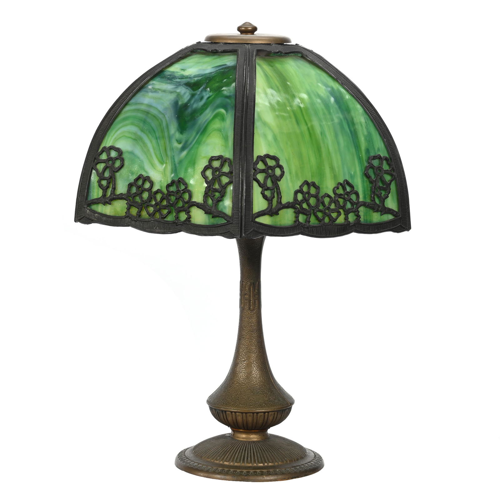 Table Lamp, Slag Glass Bent Panel Shade (1 of 3)