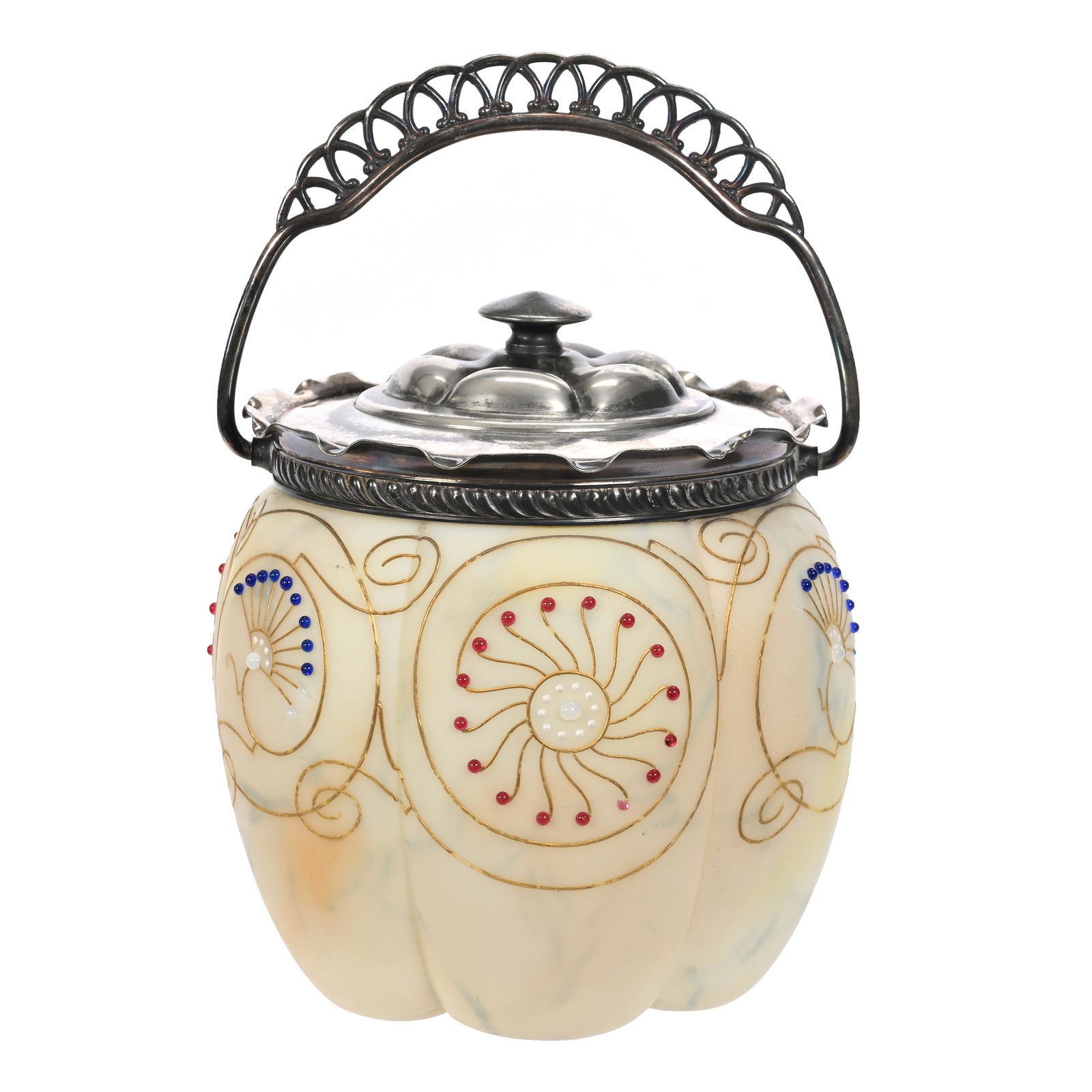 Biscuit Jar Marked Smith Brothers Art Glass (1 of 3)