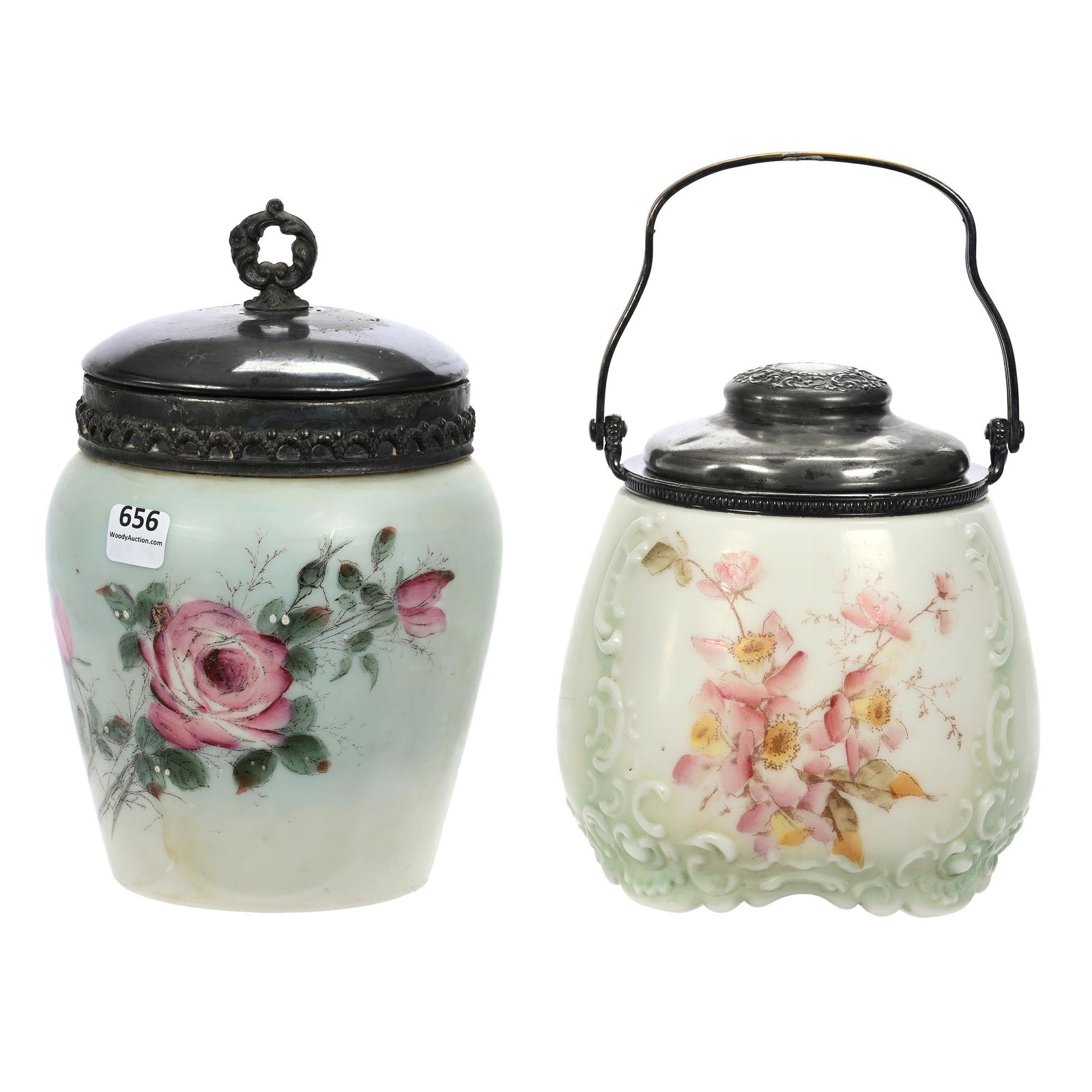 (2) Biscuit Jars, Unmarked Wave Crest Style (1 of 3)