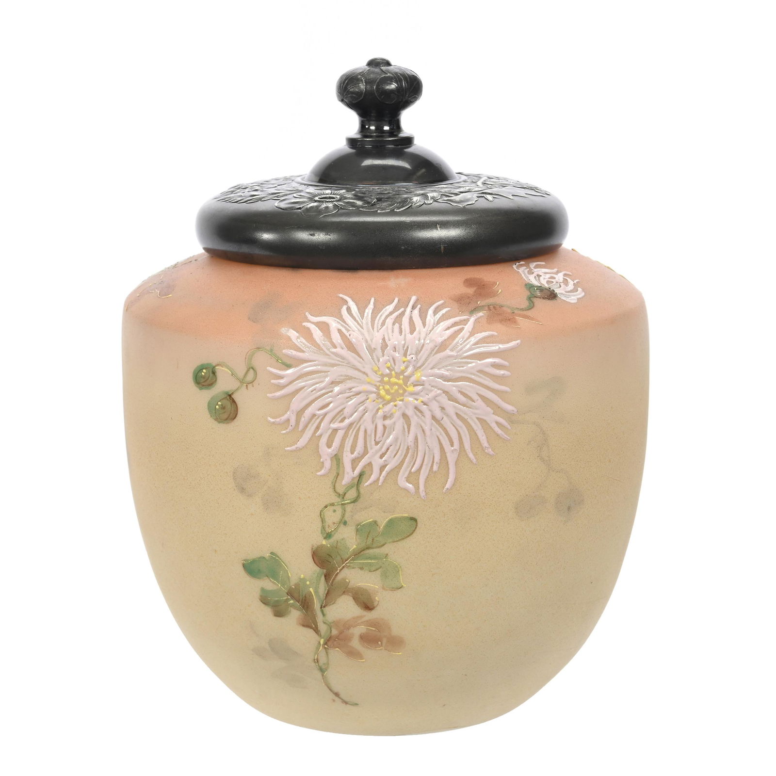 Covered Jar, Mt. Washington Burmese Art Glass (1 of 3)