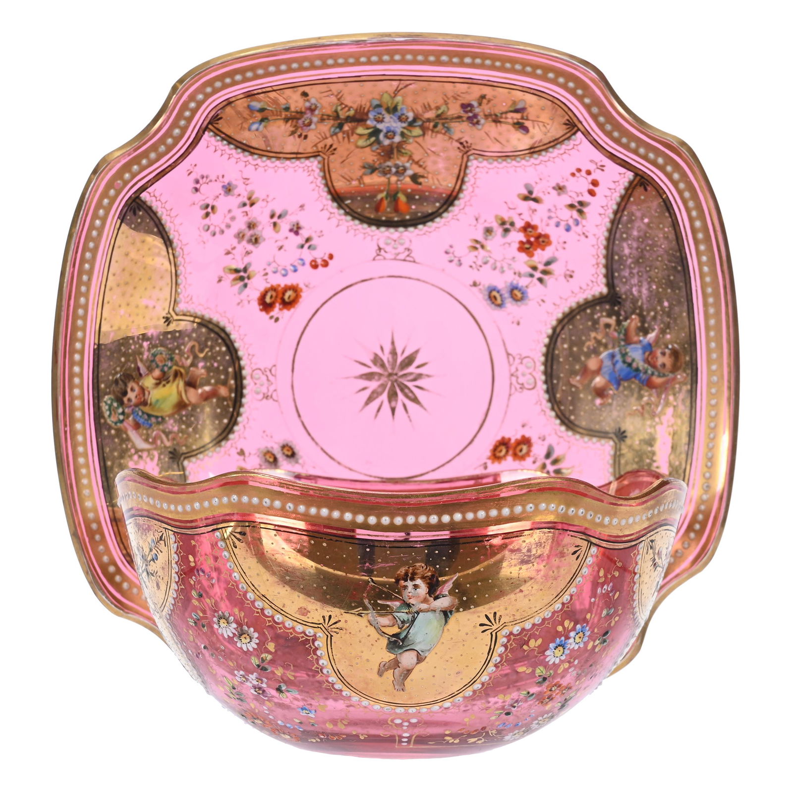 Finger Bowl/Underplate, Moser Style Art Glass (1 of 4)