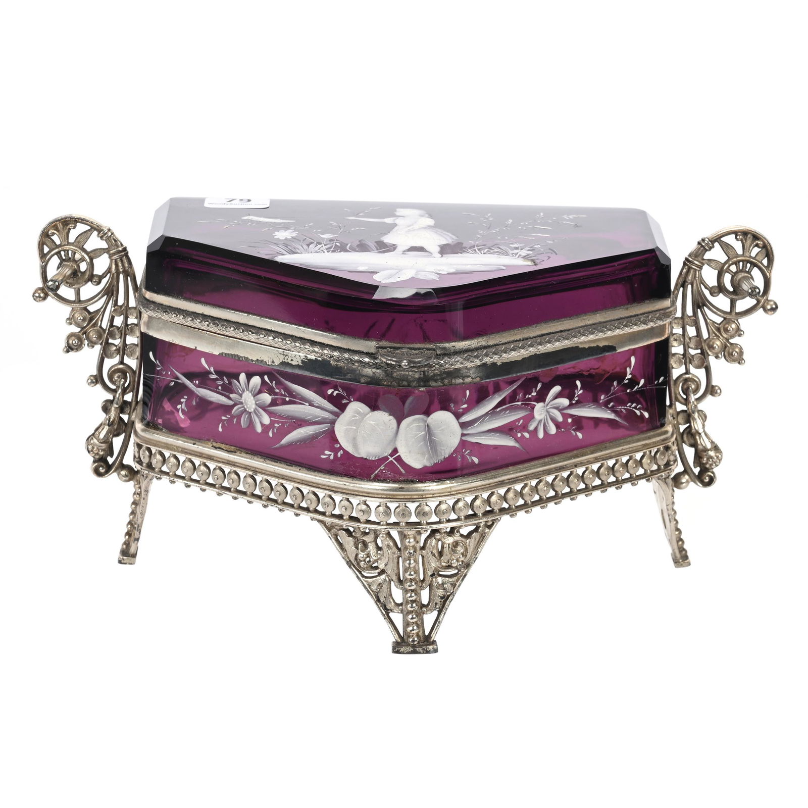 Jewel Box/Casket, Amethyst Art Glass (1 of 4)