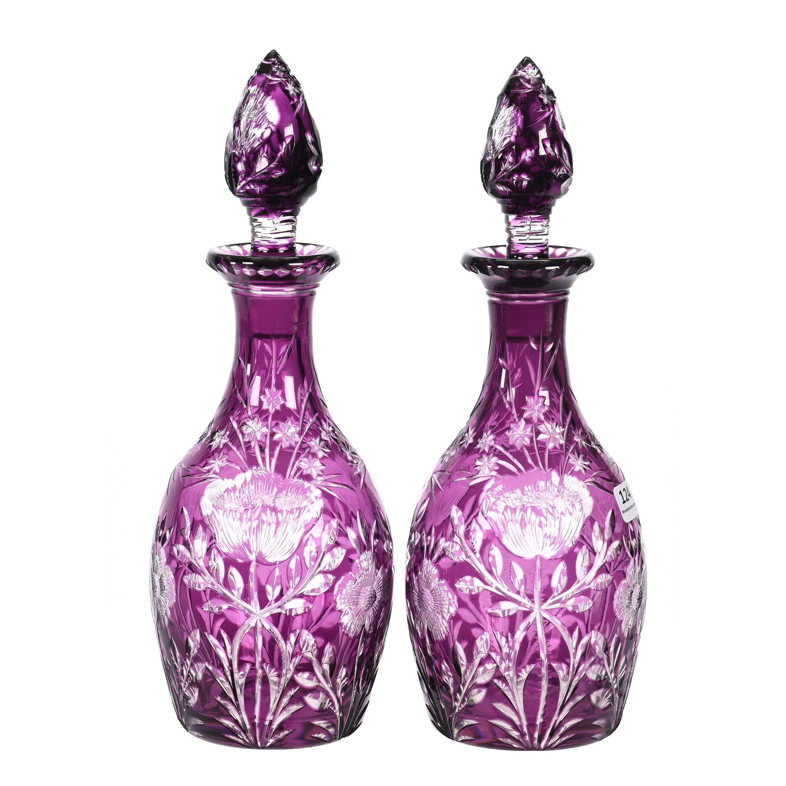 Pair Decanters, BPCG, Amethyst Cut To Clear (1 of 3)