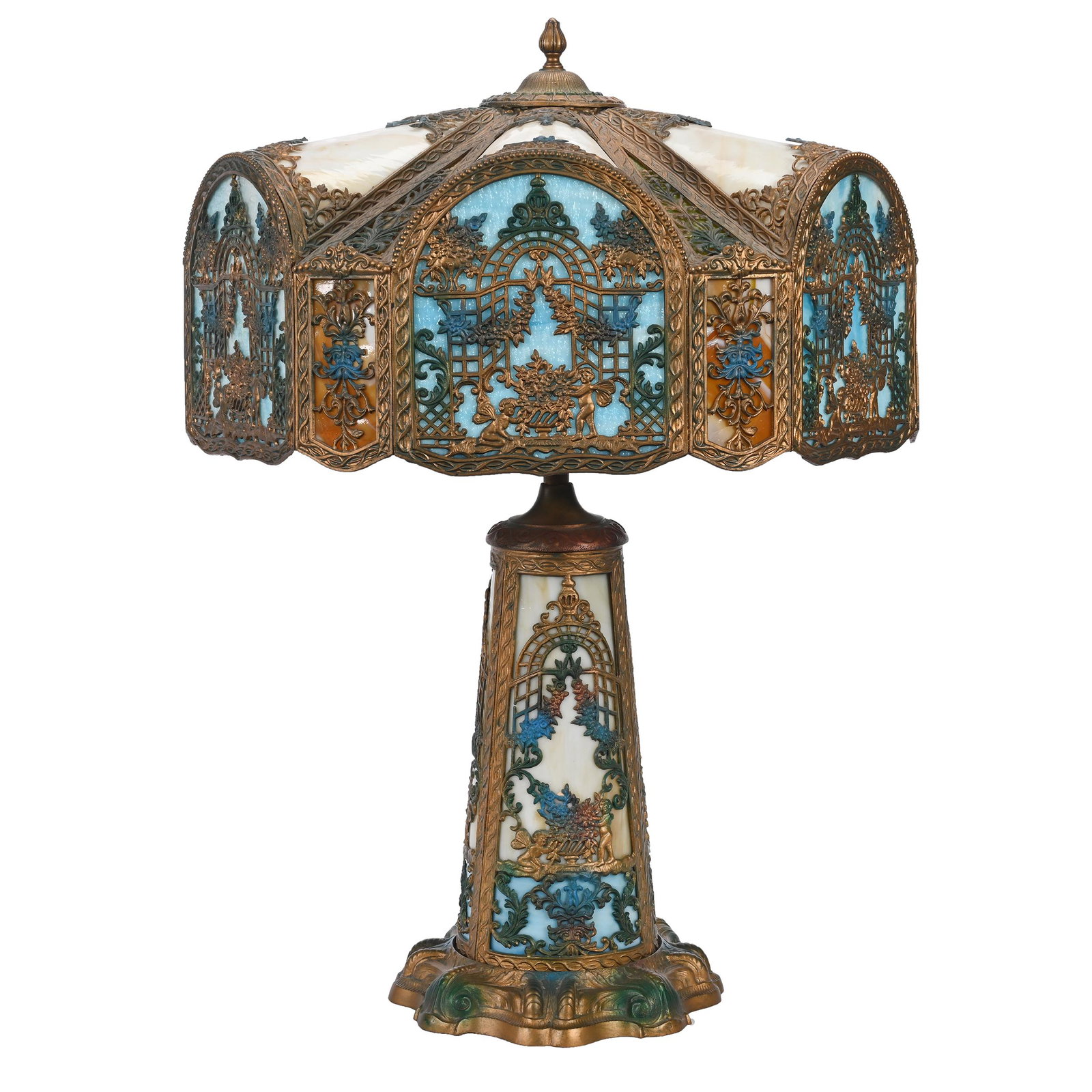 Table Lamp, Incredible Slag Panels (1 of 6)