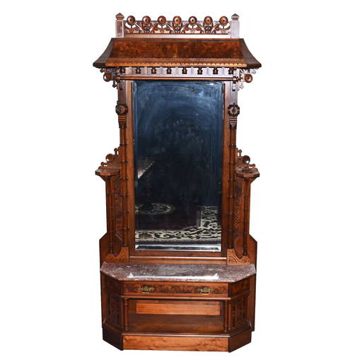 Hall Tree/pier Mirror, Walnut Eastlake Style