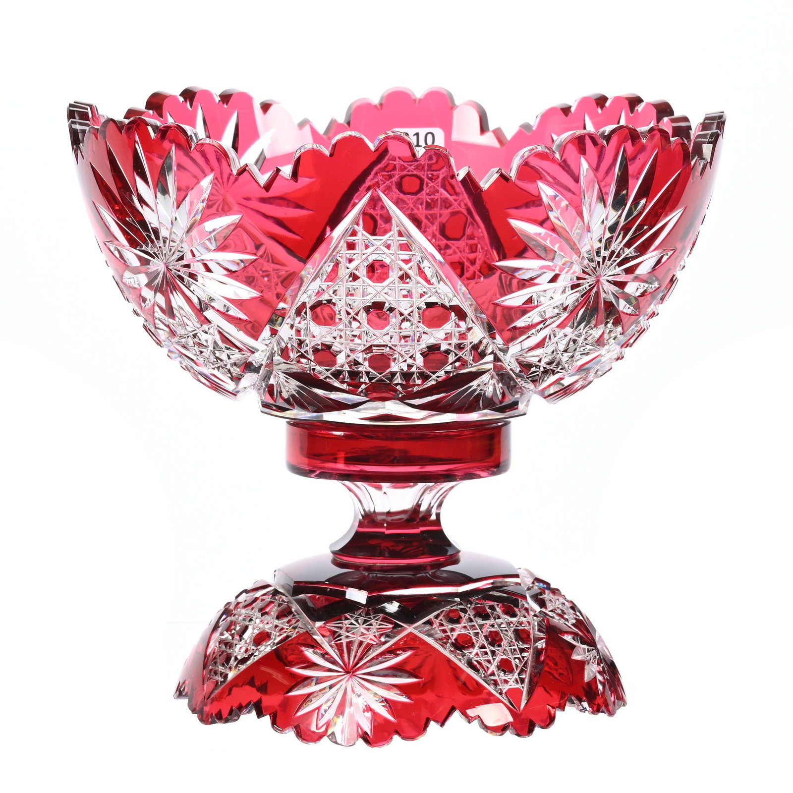 Punch Bowl, Two Part, BPCG, Red Cut To Clear (1 of 3)