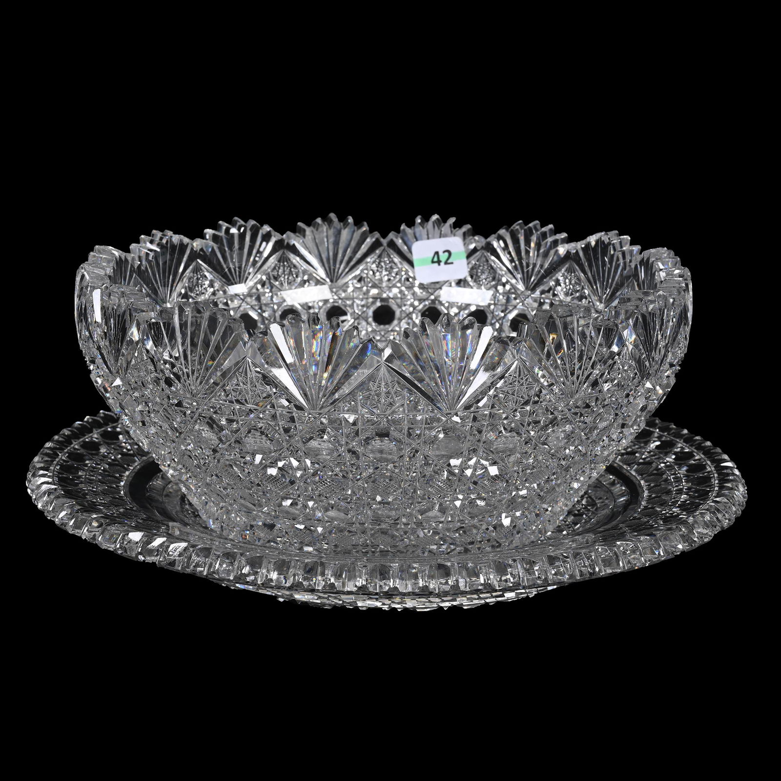 Salad Bowl/Underplate, American Brilliant Cut Glass (1 of 3)