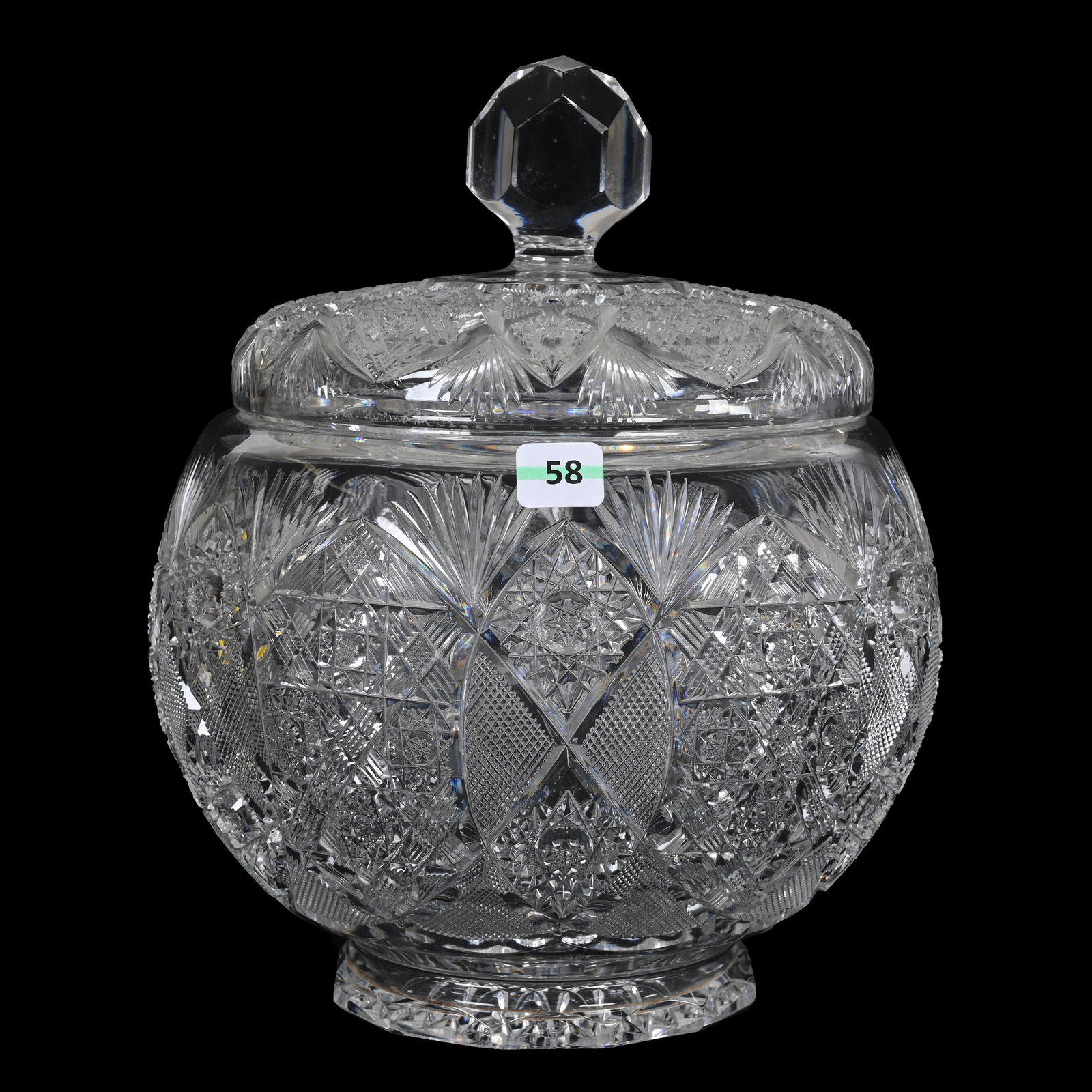 Large Covered Jar, Cut Glass (1 of 3)