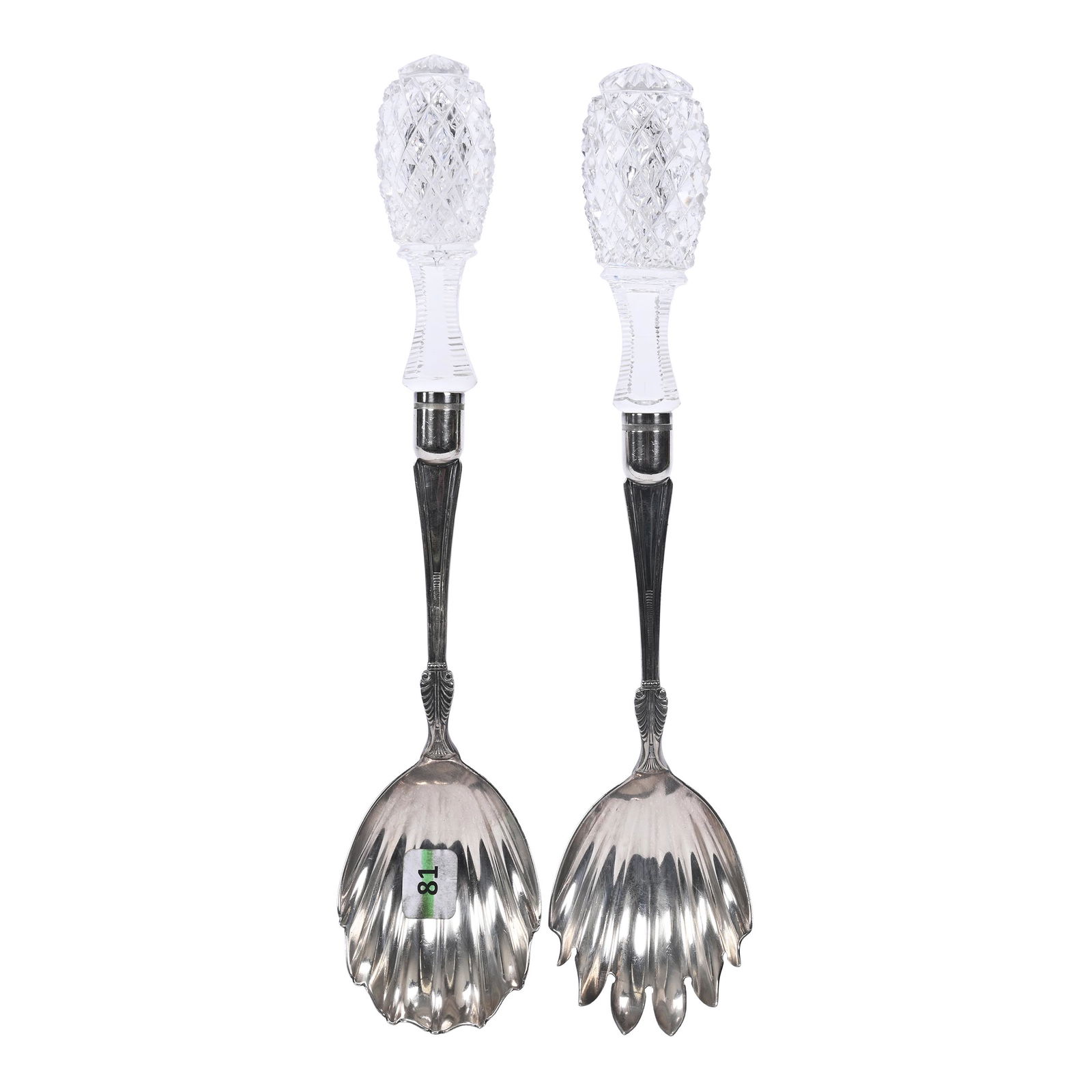 Salad Fork And Spoon Set, American Brilliant Cut Glass (1 of 4)
