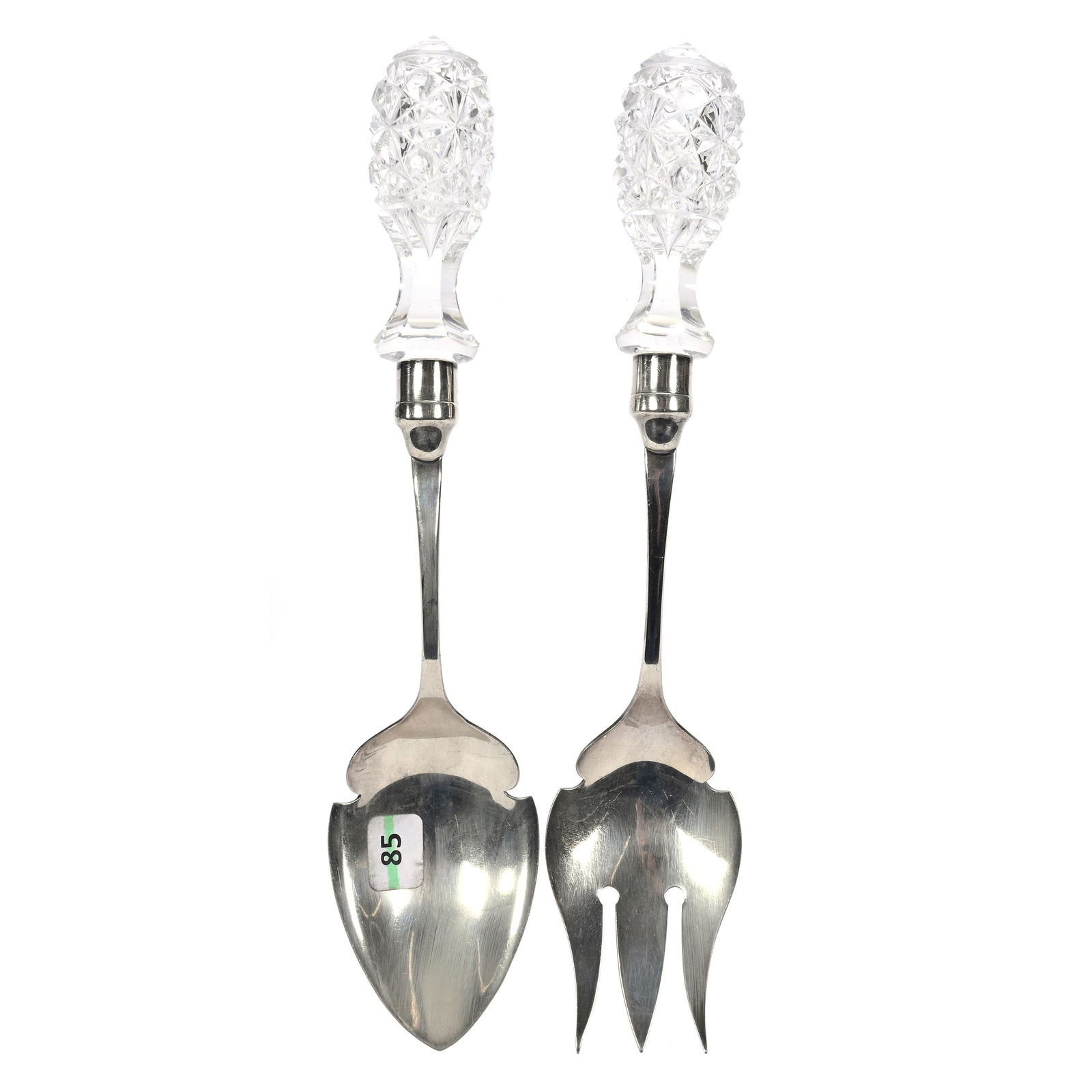 Salad Fork And Spoon Set, American Brilliant Cut Glass (1 of 4)