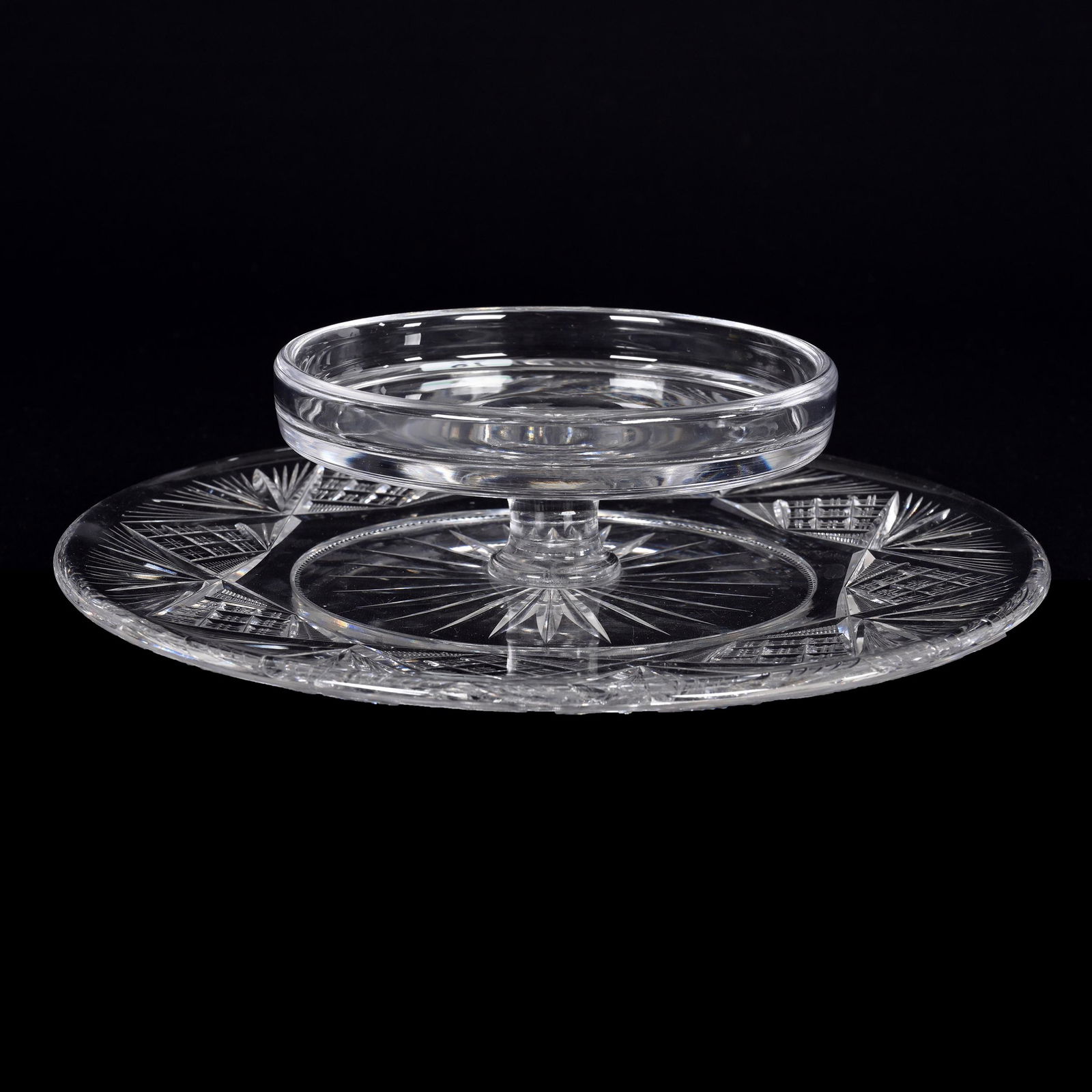 Cheese & Cracker Server, American Brilliant Cut Glass (1 of 3)