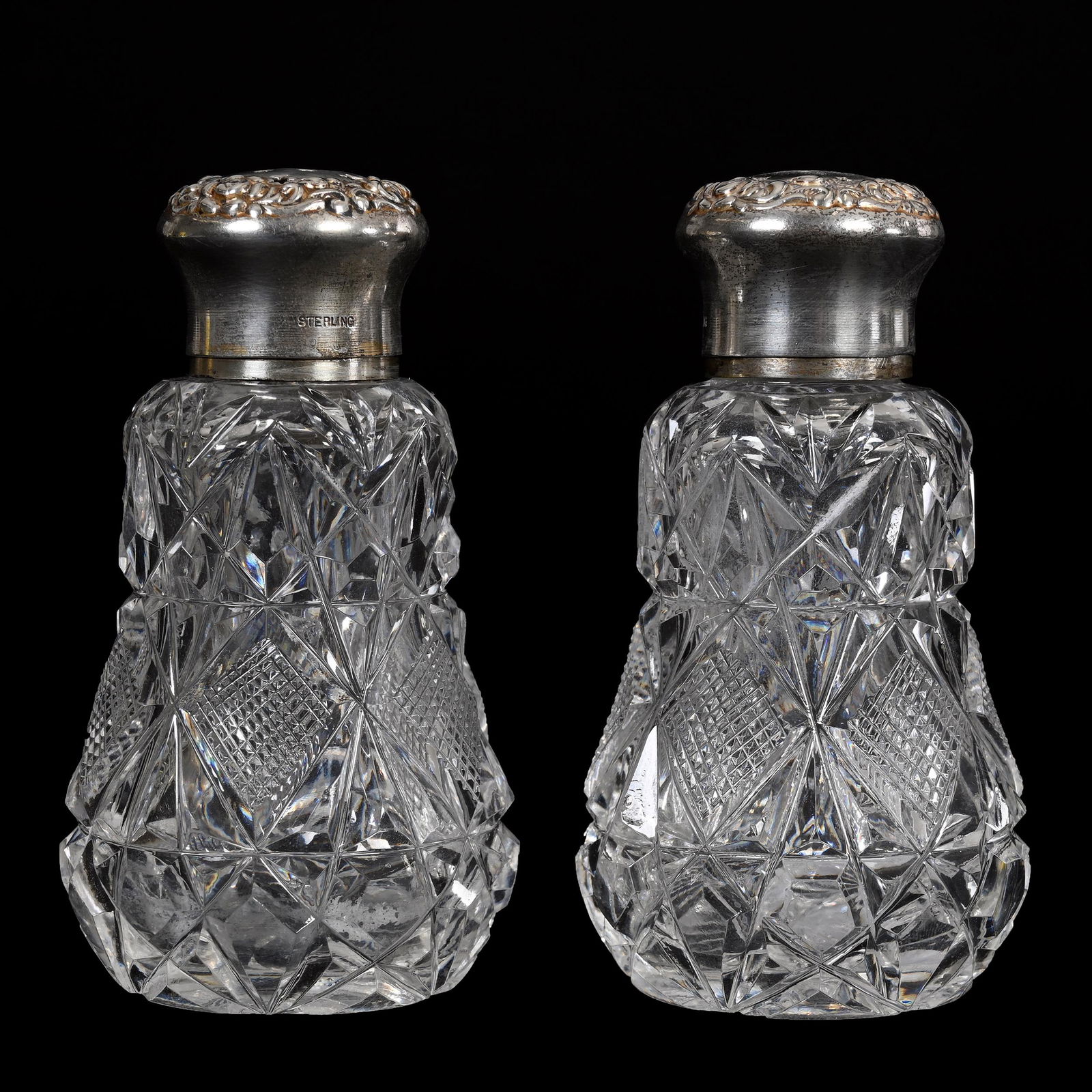 Salt & Pepper Set, American Brilliant Cut Glass (1 of 3)