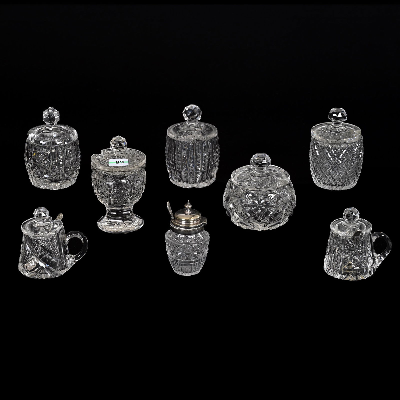 (8) Mustard Jars, American Brilliant Cut Glass (1 of 8)