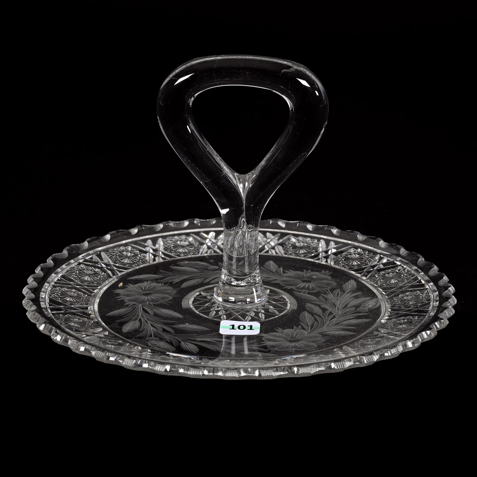 Serving Tray With Center Handle, American Brilliant Cut Glass (1 of 3)