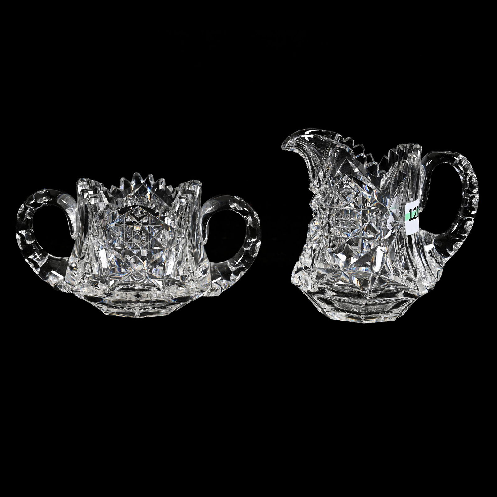 Creamer & Sugar Set, American Brilliant Cut Glass, Signed Hawkes (1 of 3)