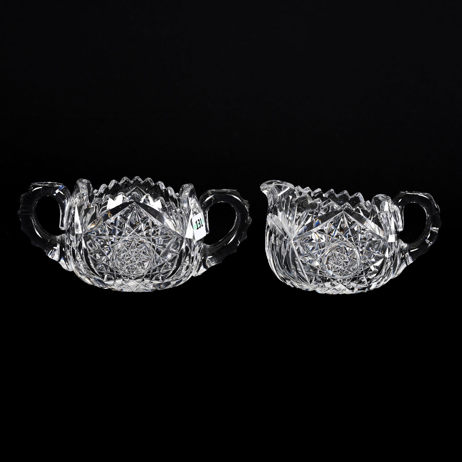 Creamer & Sugar Set, American Brilliant Cut Glass, Signed Libbey (1 of 3)