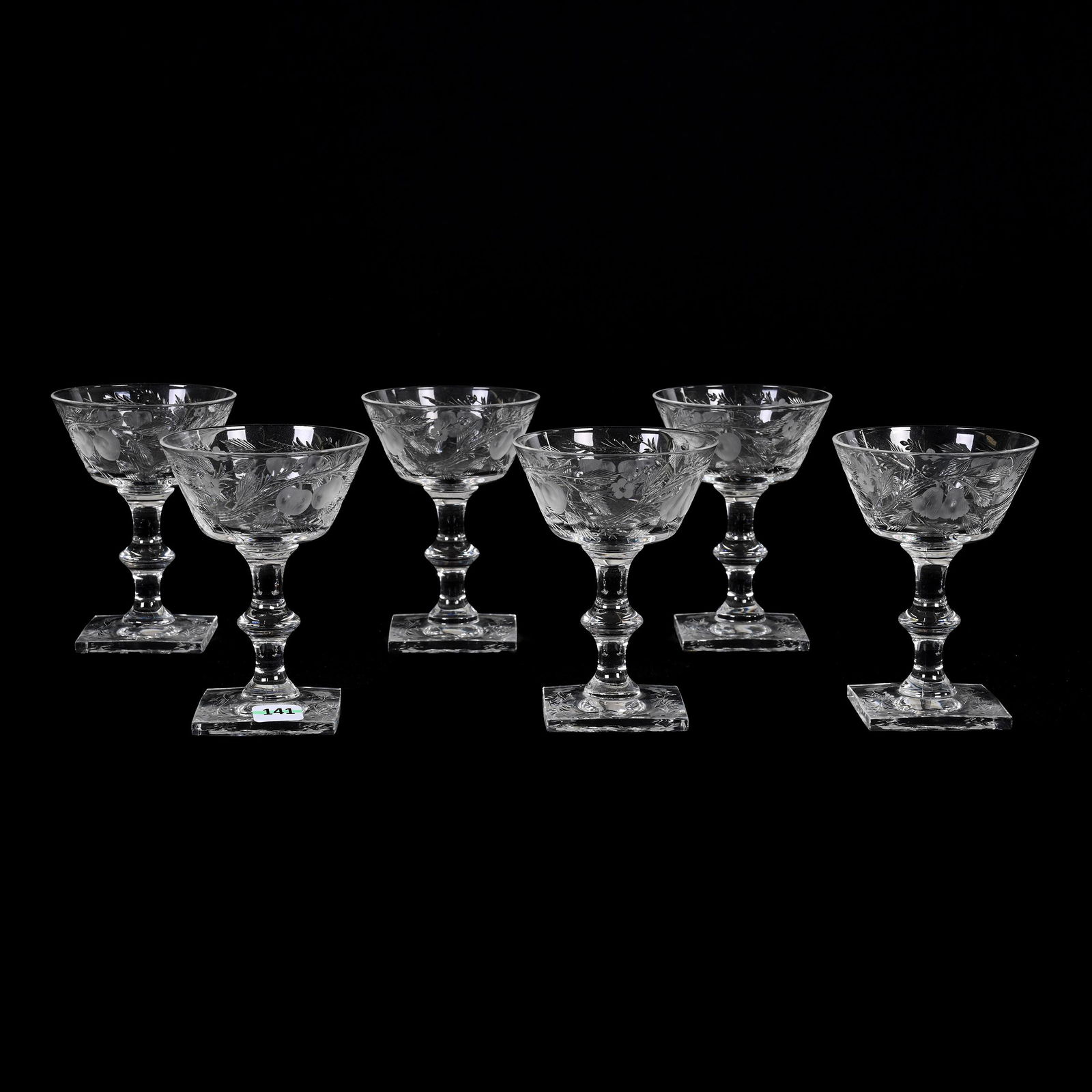 (6) Champagne Stems, American Brilliant Cut Glass, Signed Hawkes (1 of 3)