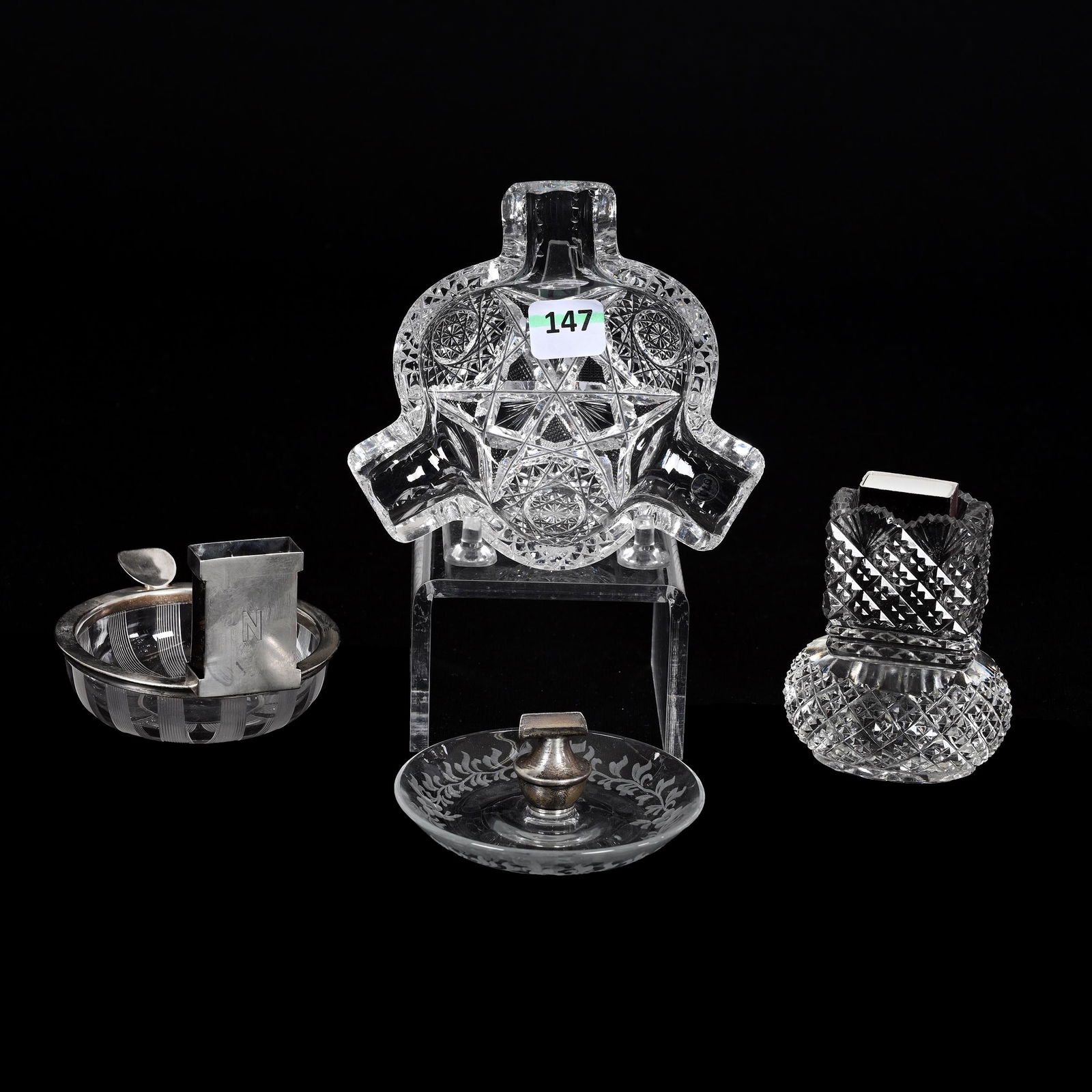 (4) Tobacco Related Items, American Brilliant Cut Glass (1 of 3)