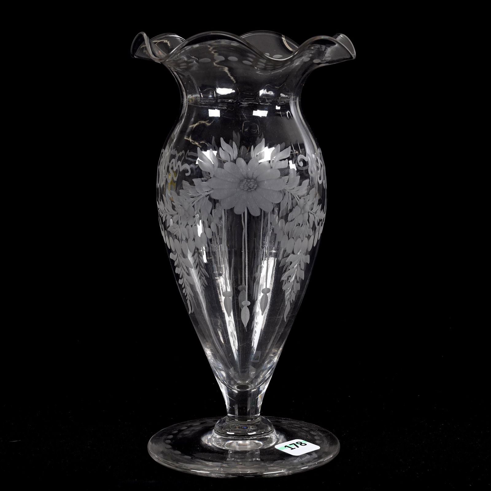 Pedestal Vase, American Brilliant Cut Glass, Signed Sinclaire (1 of 3)