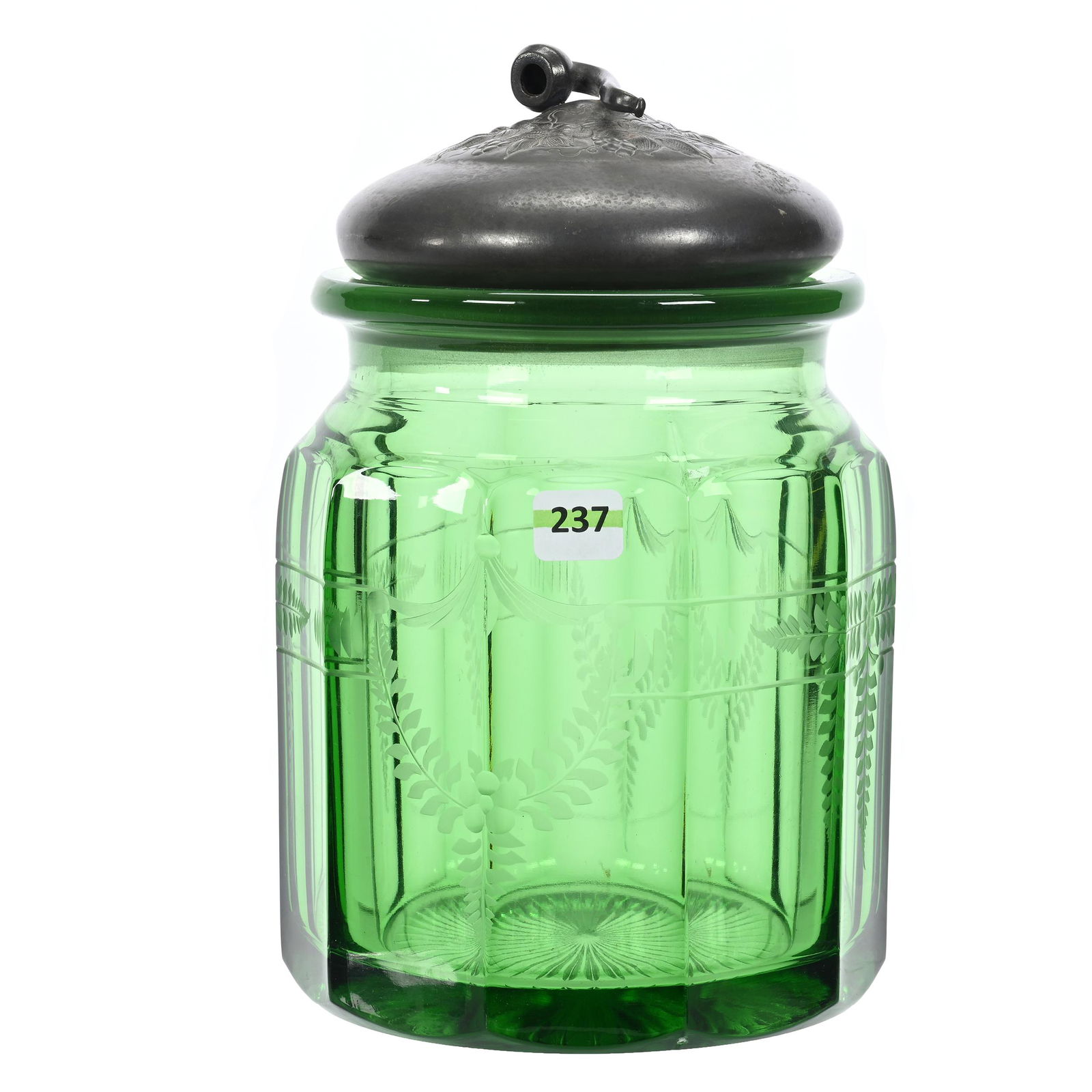 Cigar Humidor Marked Heisey, Solid Green Glass (1 of 3)