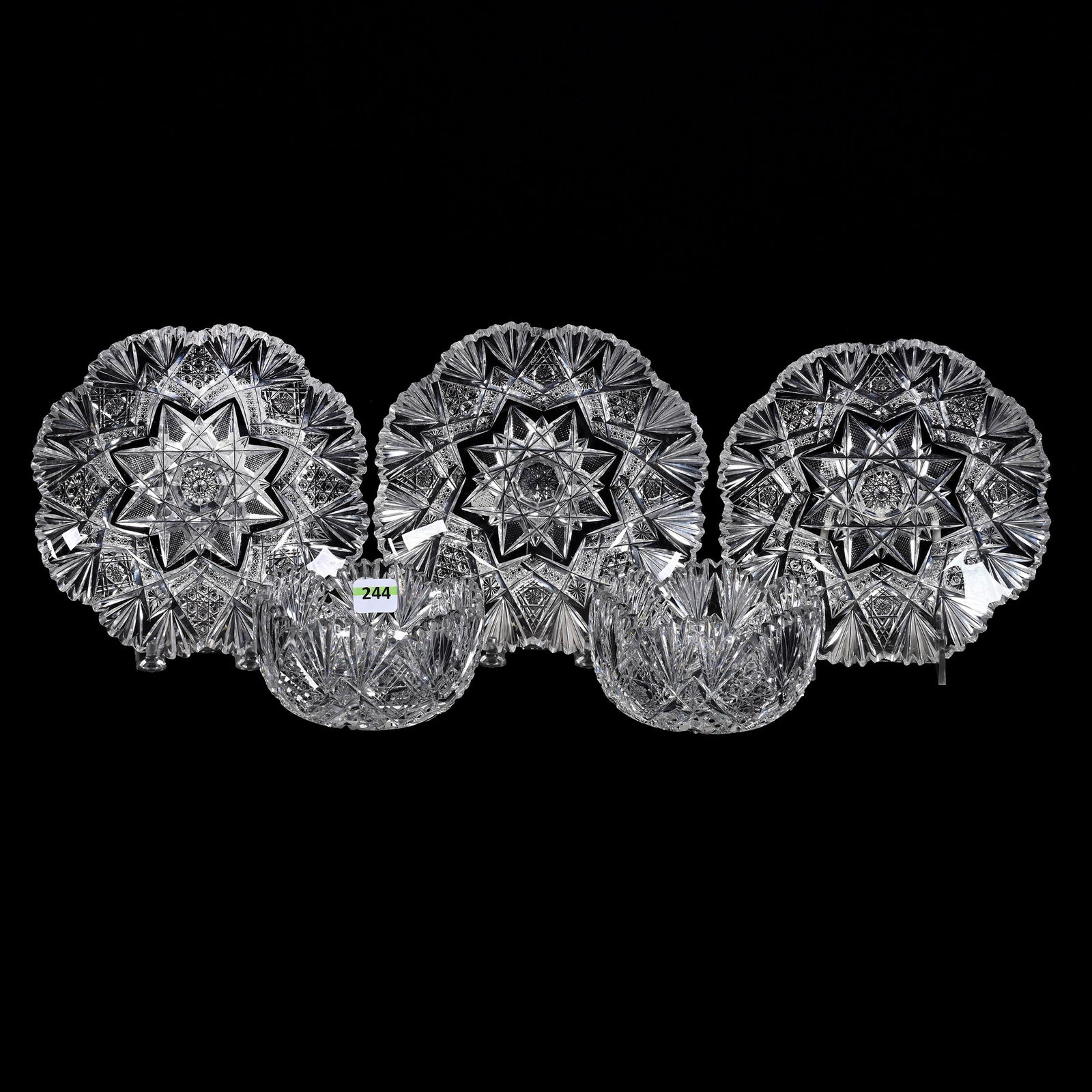 (3) Plates, (2) Finger Bowls, American Brilliant Cut Glass (1 of 5)