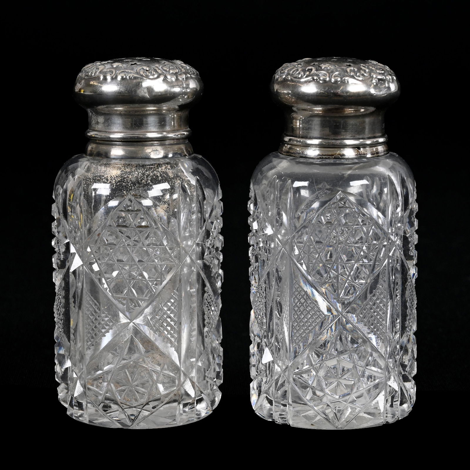 Pair Salt & Pepper Shakers, American Brilliant Cut Glass (1 of 4)