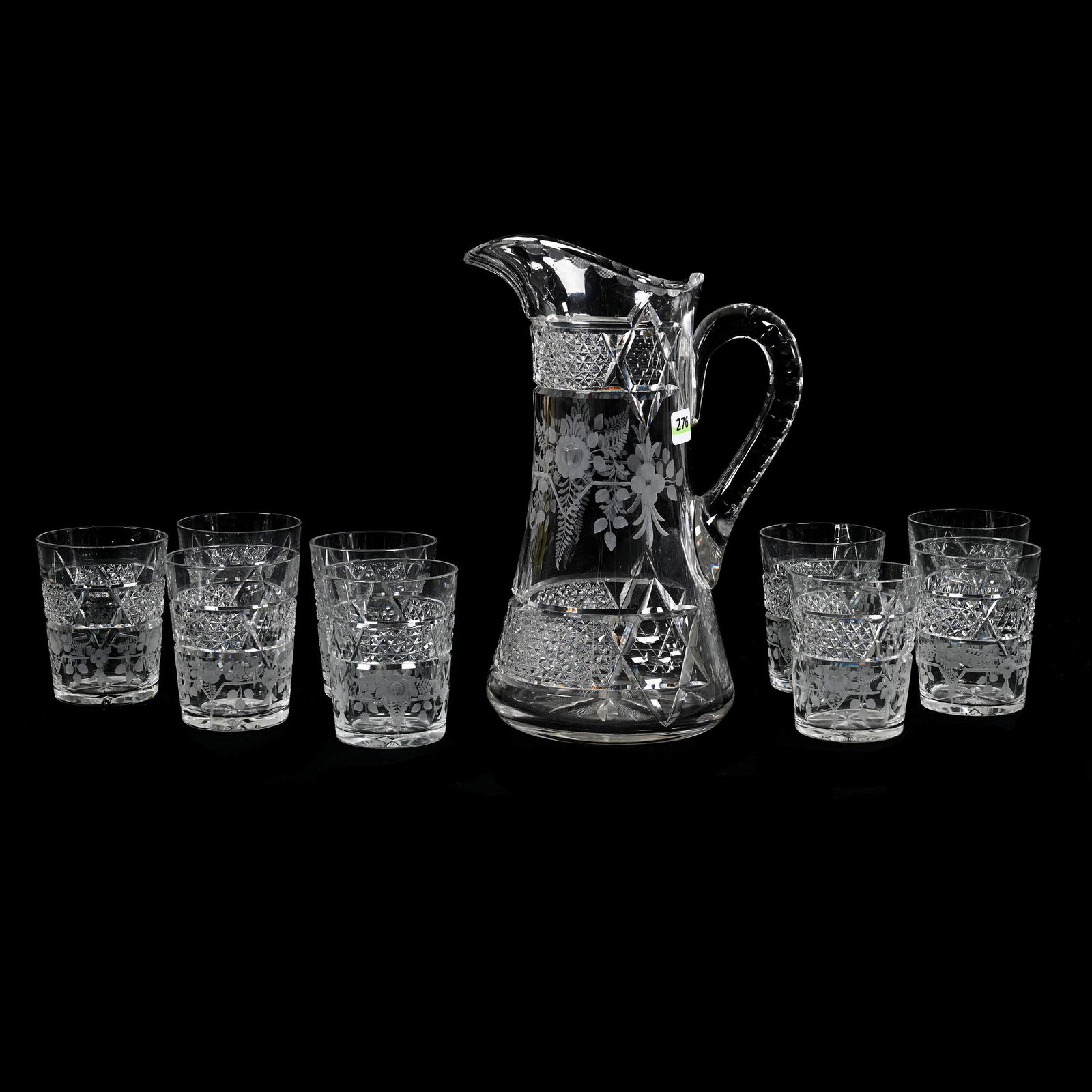 Water Set, American Brilliant Cut Glass, Signed Hawkes (1 of 5)
